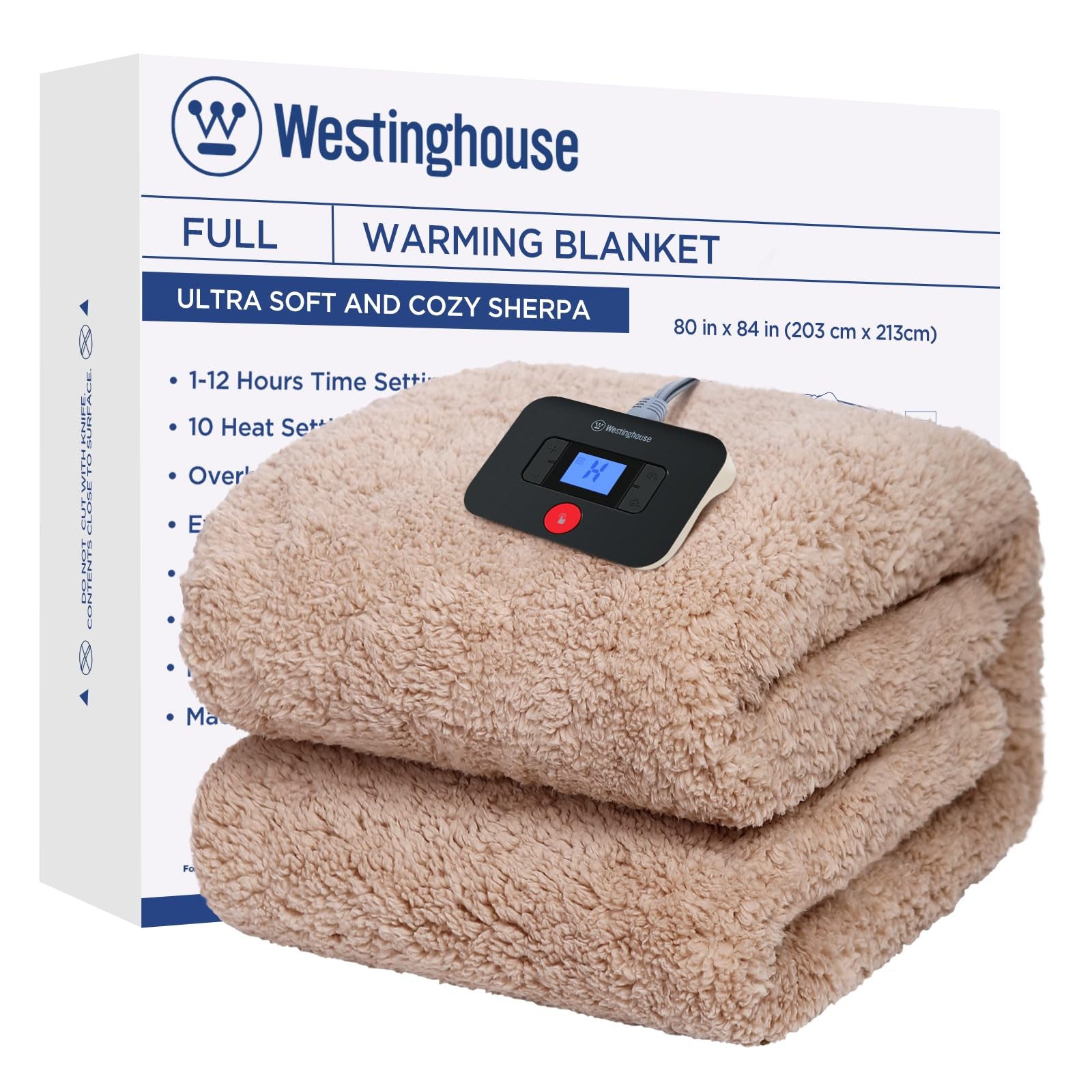 Westinghouse Electric Blanket Full Size 10 Heat Settings, Camel, 80 Westinghouse Electric Blanket Full Size 10 Heat Settings, Camel, 80