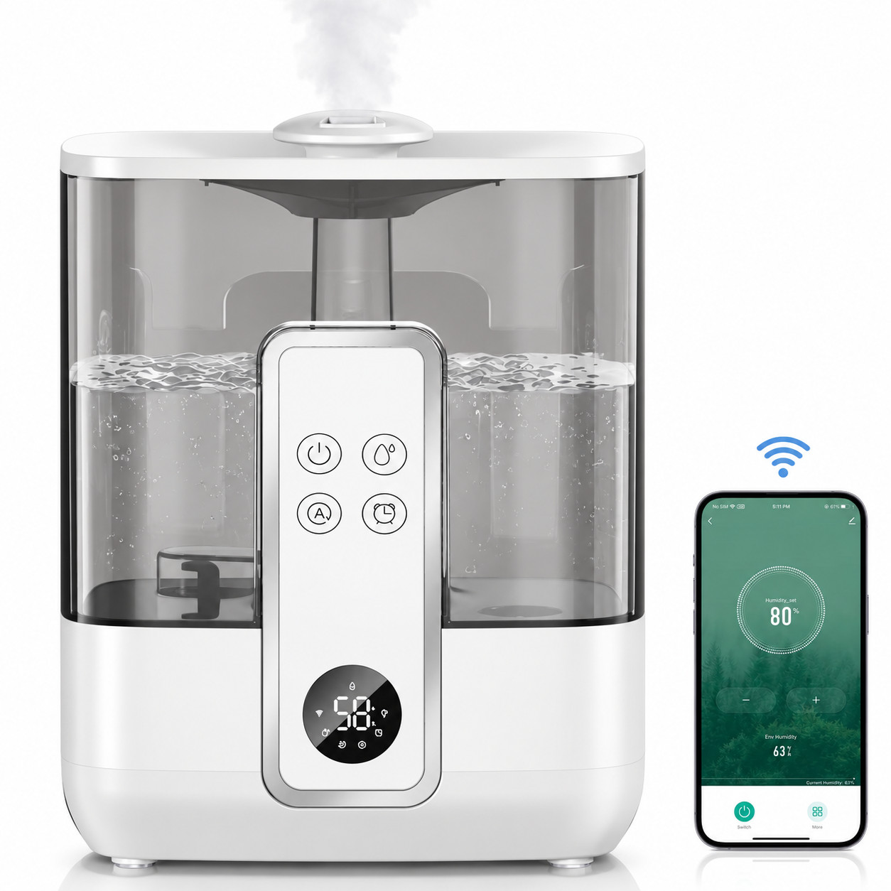 Humidifiers for Bedroom Large Room 5L Cool Mist Top Fill Quiet Tuya App Control