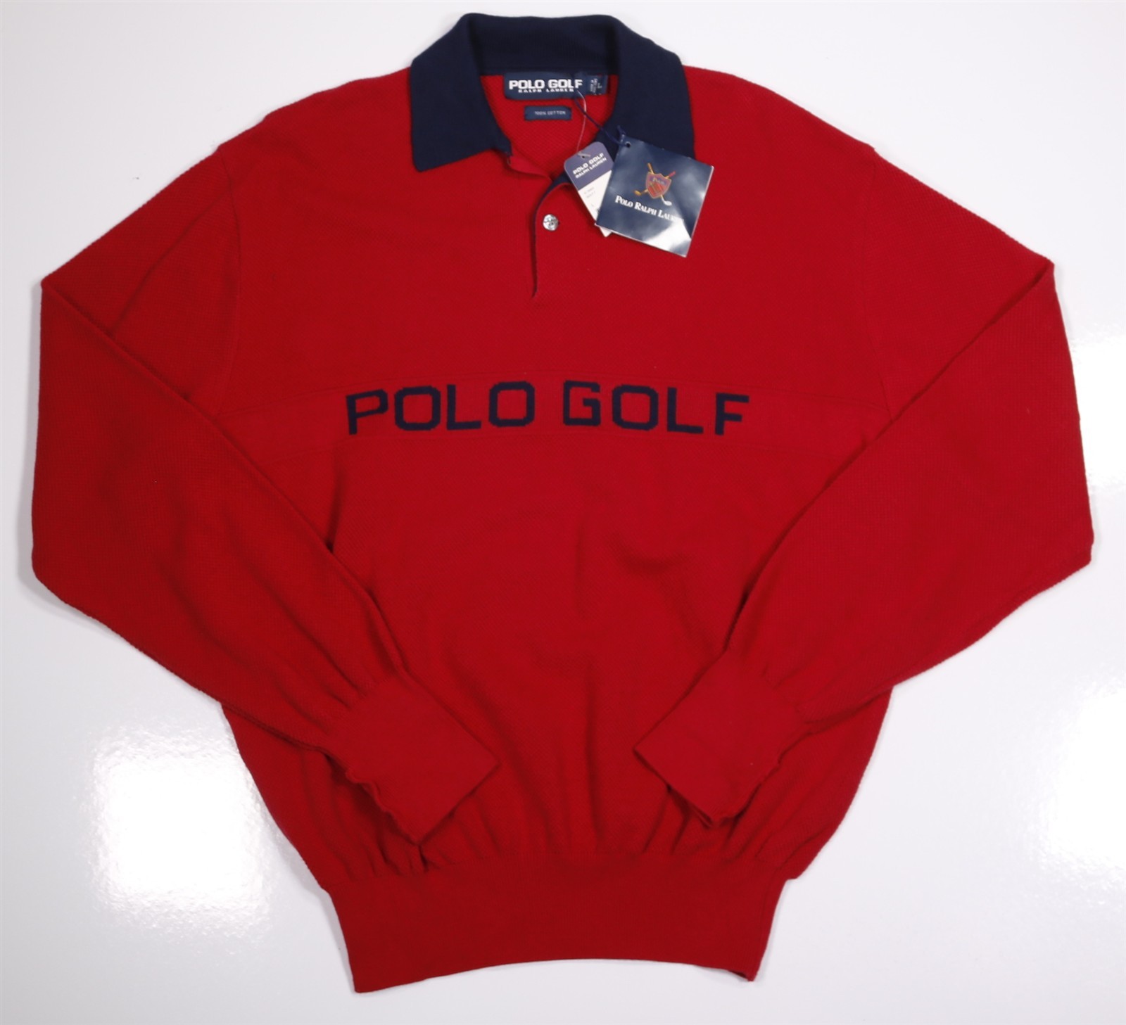 Polo Golf Ralph Lauren Vintage Red Logo Spellout Jumper Knit Sweater Large NWT Polo Golf Ralph Lauren Vintage Red Logo Spellout Jumper Knit Sweater Large NWT