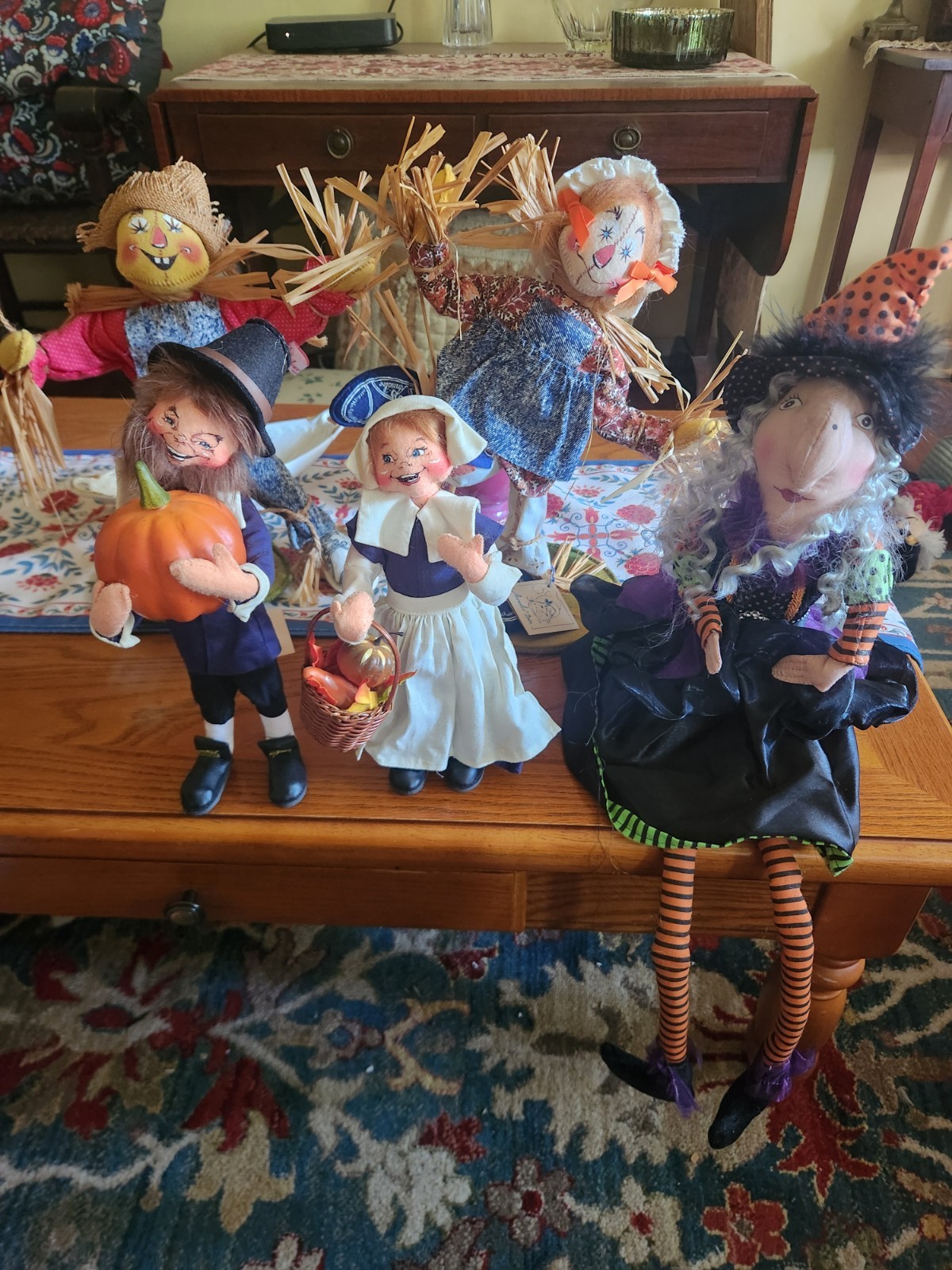 4 VTG ANNALEE HOLLOWEEN DOLLS SCARCROW DECORATIONS