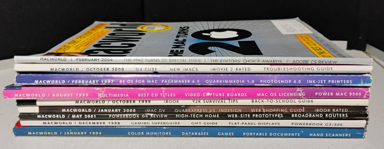 Vintage MACWORLD Magazine Lot Set of 9 Issues 1994-2004 Apple Macintosh