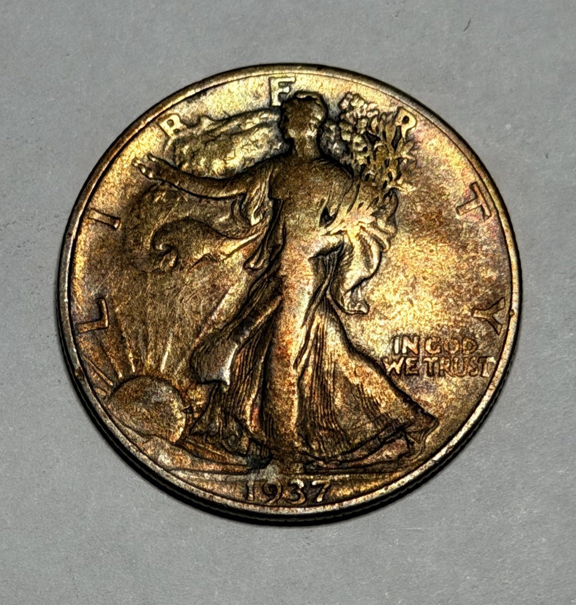 1937 Walking Liberty Half Dollar - Toned in VF 1937 Walking Liberty Half Dollar - Toned in VF
