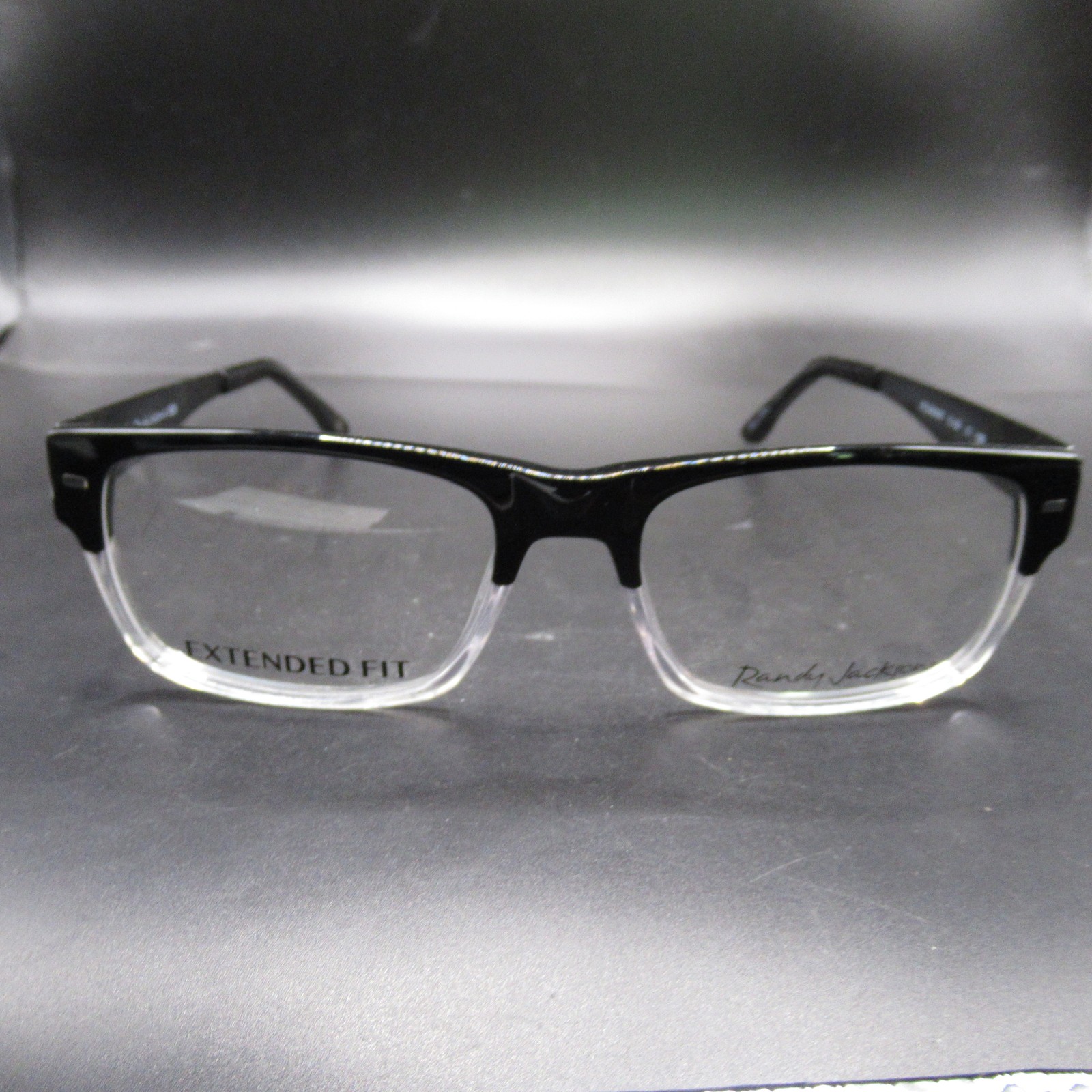 Randy Jackson 3029 Men\'s Extended Fit Black & Clear Rectangle Eyeglass Frames