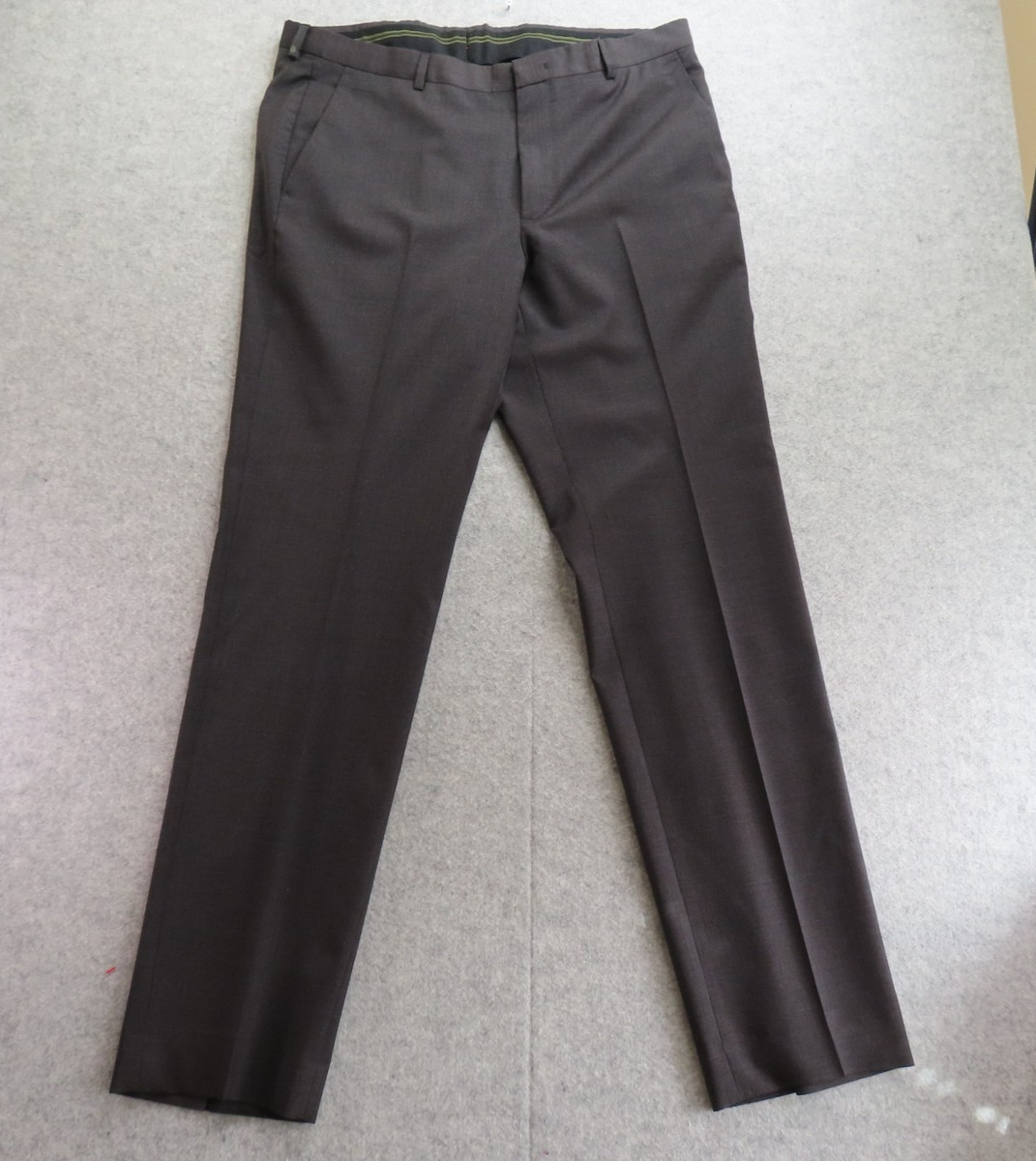 Z Zegna Dress Pants Mens 36x32 Brown Wool Tweed Check Slim Lined City Trousers