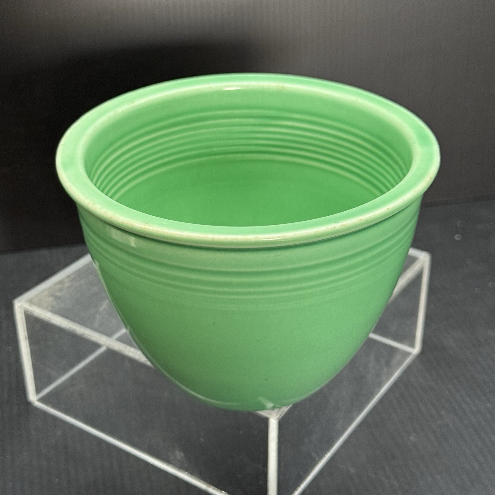 Vintage Fiesta #1 Green Mixing Bowl Inside Rings Wet Foot 1936-38 HLC