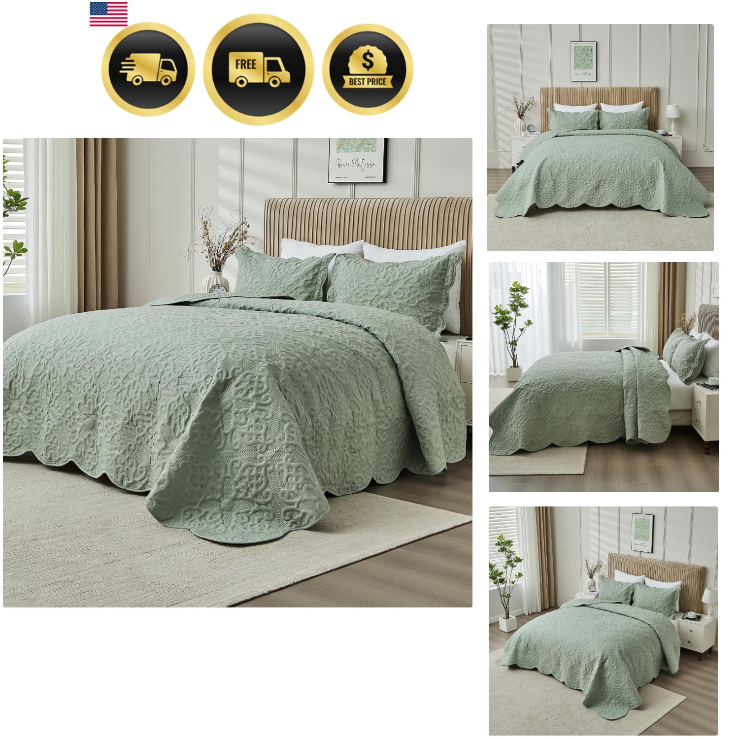 Oversized King Bedspreads 128x120 Extra Wide Quilt for Tall Bed Lightweight 3... Oversized King Bedspreads 128x120 Extra Wide Quilt for Tall Bed Lightweight 3...