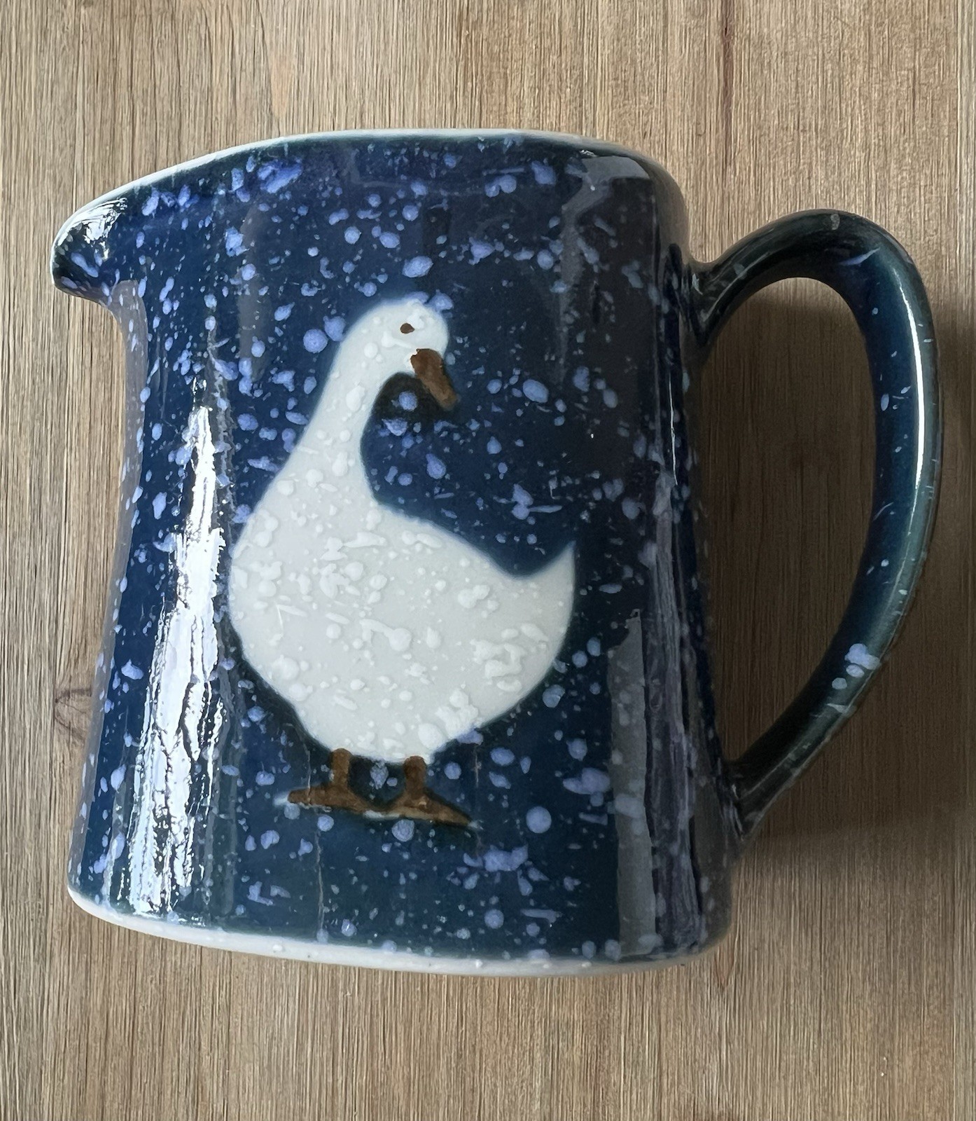 Utagiri Japan White Goose Blue Speckle Milk/cream Cup Vintage Hand Crafted