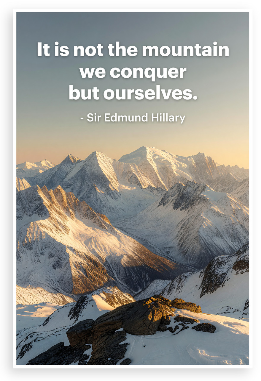 Sir Edmund Hillary Mountain Quote 12x18 Poster Sir Edmund Hillary Mountain Quote 12x18 Poster