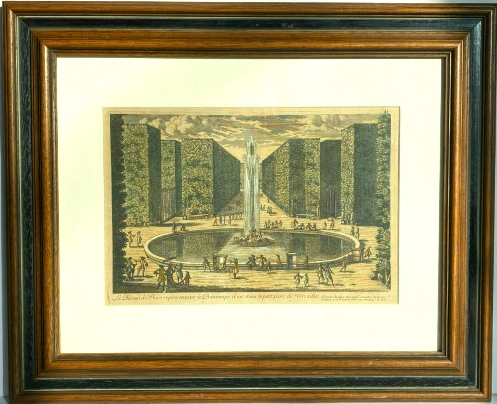Antique Print Engraving Versailles Gardens Pierre Aveline 18th C Original Framed