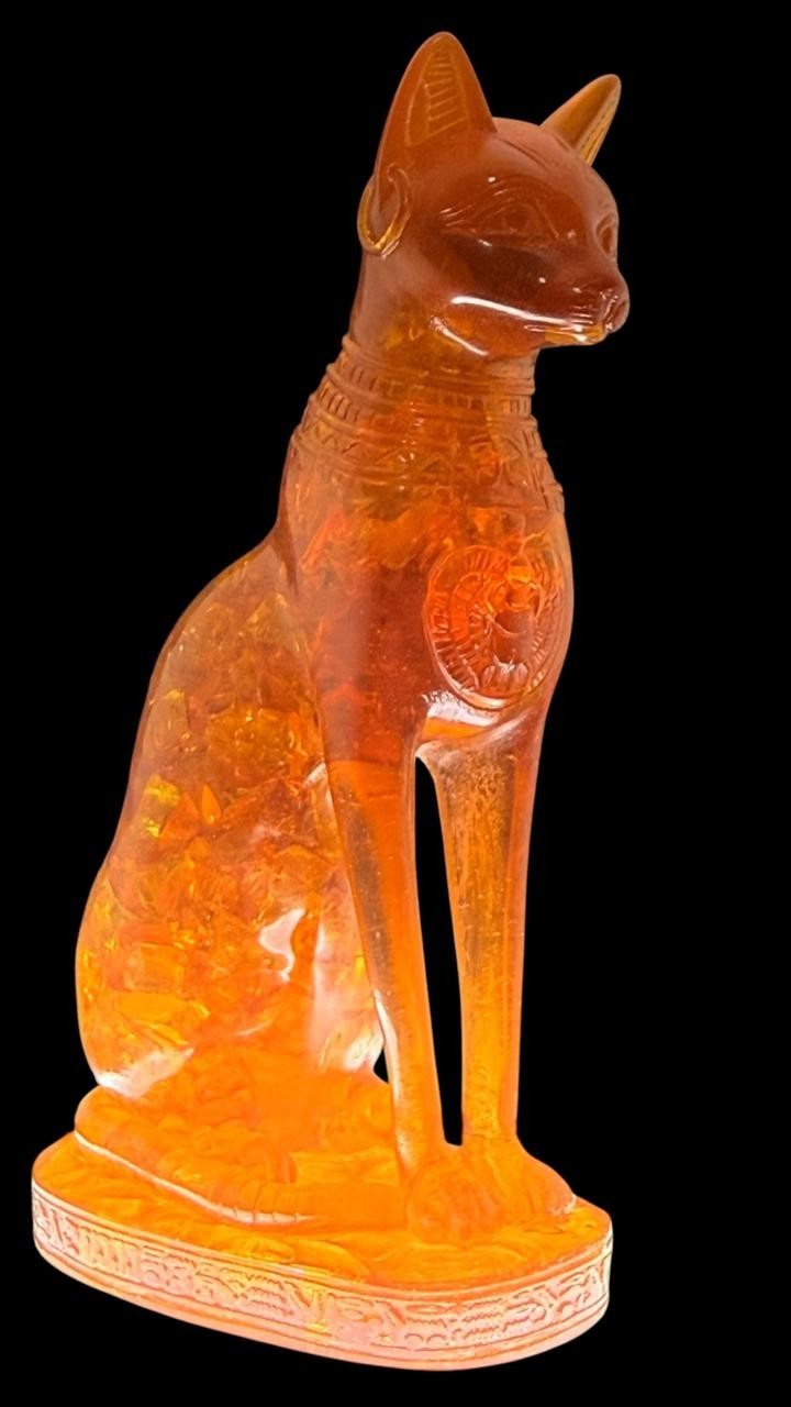 RARE ANCIENT EGYPTIAN ANTIQUE Statue Goddess Bastet Cat for Amber Stone Egypt BC