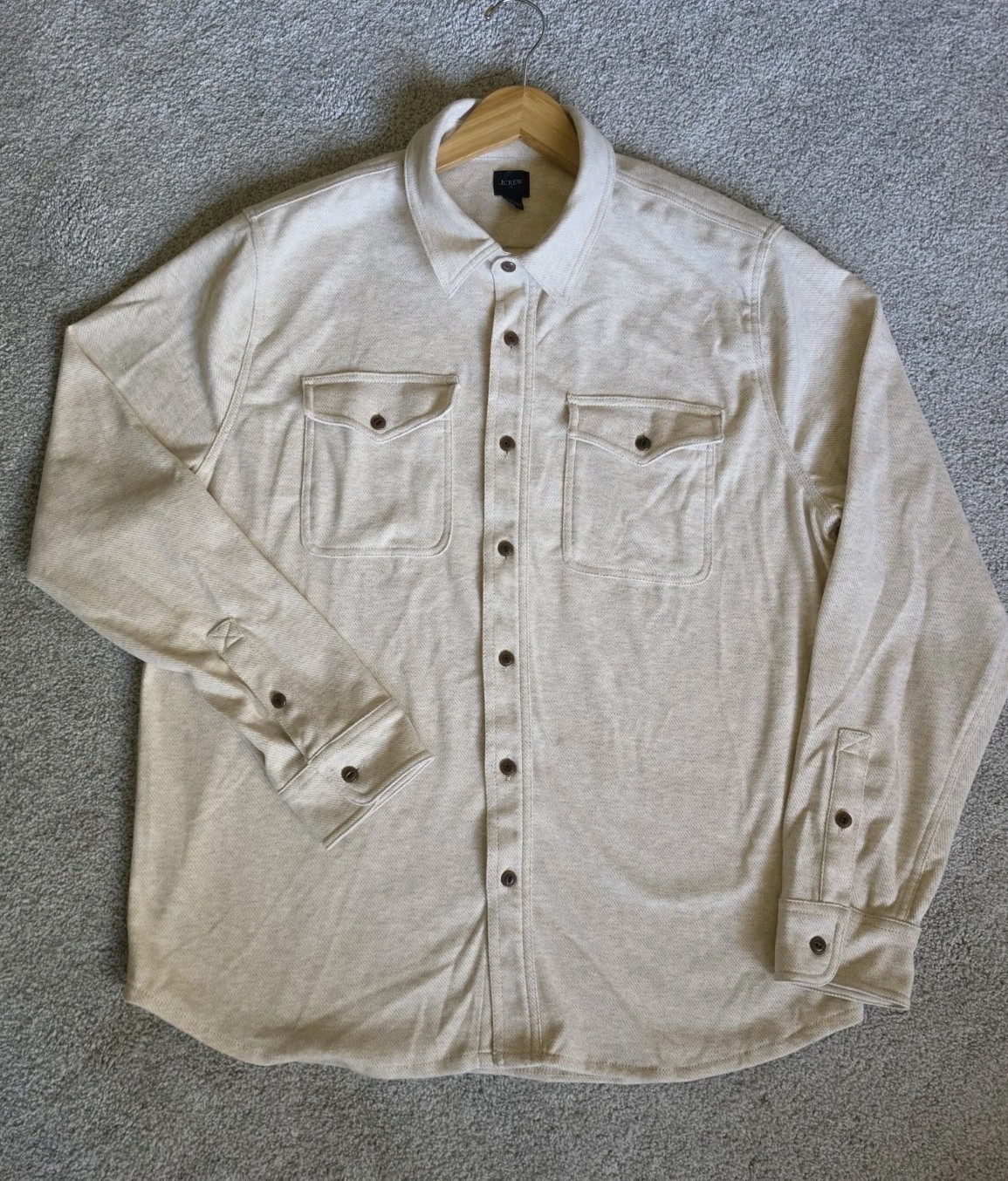 J.Crew Men’s Double-Knit Work Shirt Jacket Natural Heather Large NWT