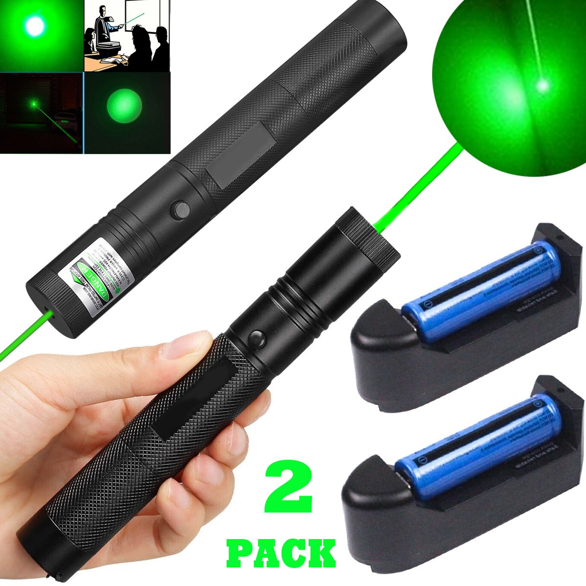 2PCS 9900Miles Rechargeable Green Laser Pointer Pen Astronomy Visible Beam Lazer 2PCS 9900Miles Rechargeable Green Laser Pointer Pen Astronomy Visible Beam Lazer