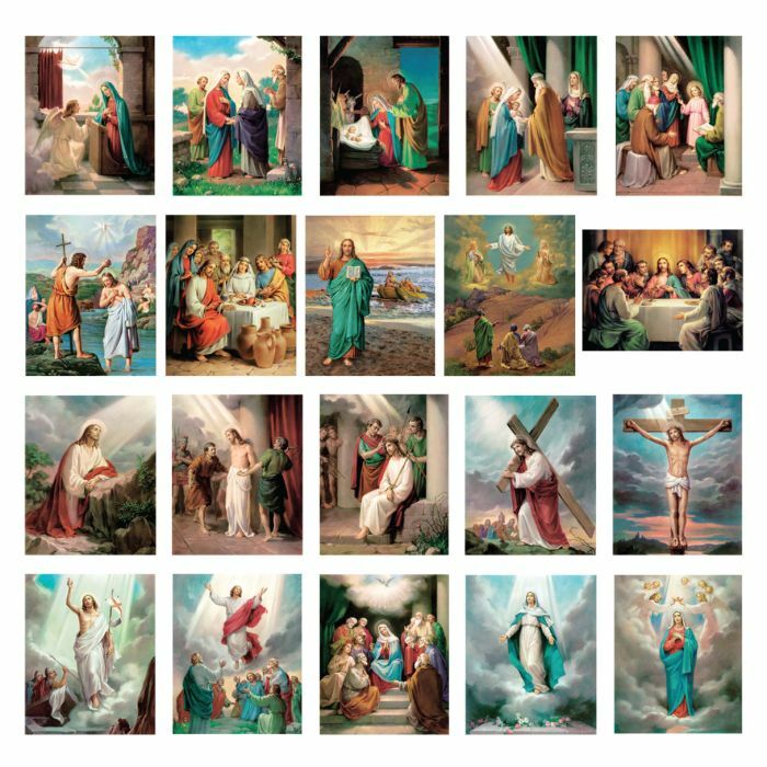 20 Mysteries of the Rosary 8x10 Inch Poster set, 20 Lithograph Pictures Included 20 Mysteries of the Rosary 8x10 Inch Poster set, 20 Lithograph Pictures Included