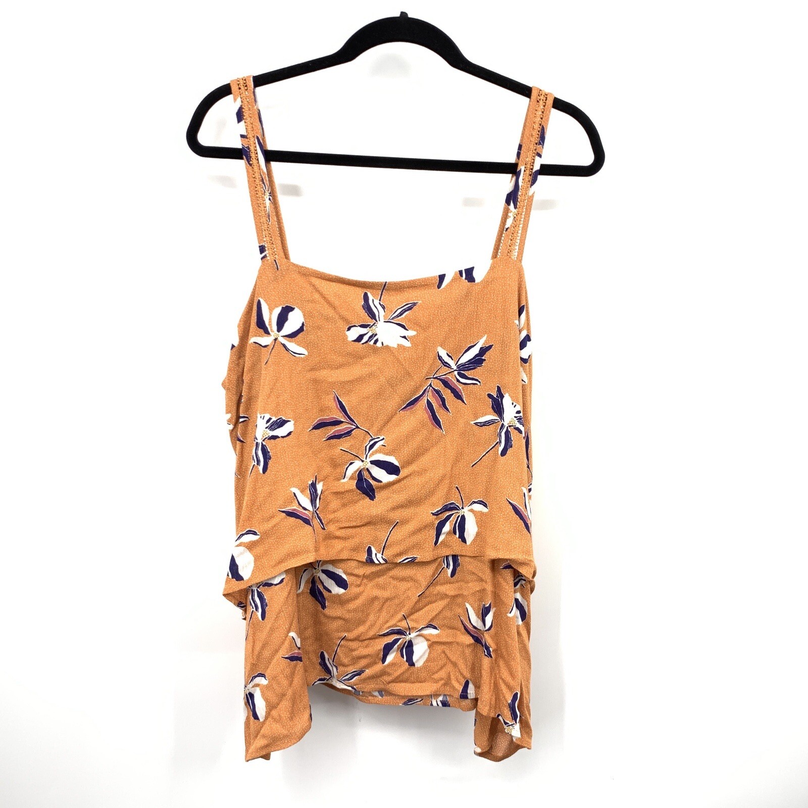 Bobeau Nordstrom Women 2X Blouse Tank Top Layered Tiered Orange Blue Floral Bobeau Nordstrom Women 2X Blouse Tank Top Layered Tiered Orange Blue Floral