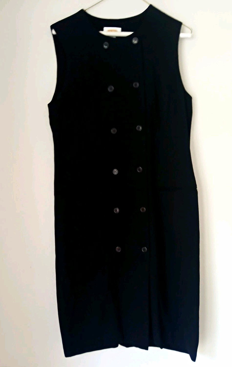 Talbots Womens Black Sleeveless Button Front Sheath Knee Dress Size 12