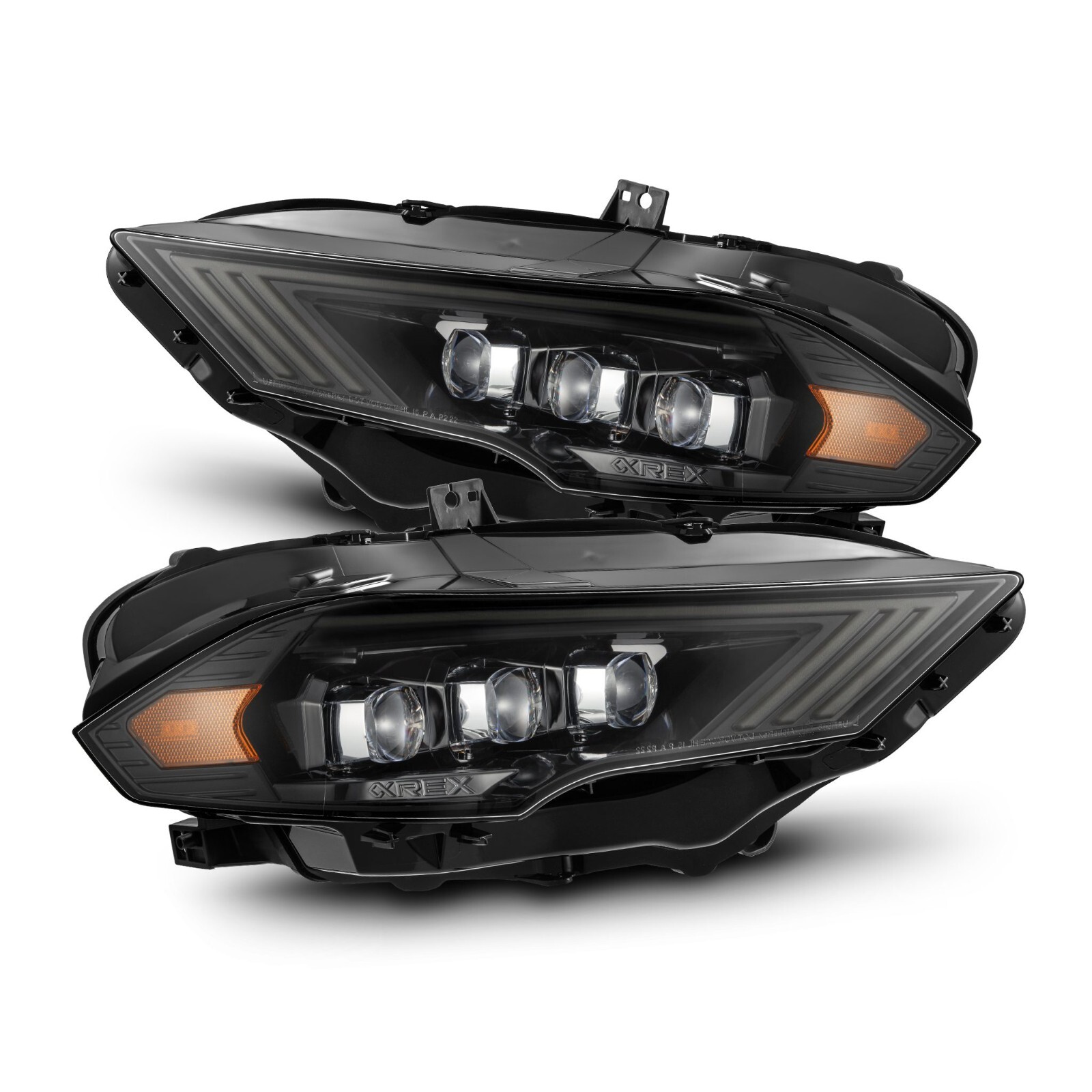 For 18-23 Ford Mustang AlphaRex Nova Alpha Black LED Projector Headlights Lamps For 18-23 Ford Mustang AlphaRex Nova Alpha Black LED Projector Headlights Lamps