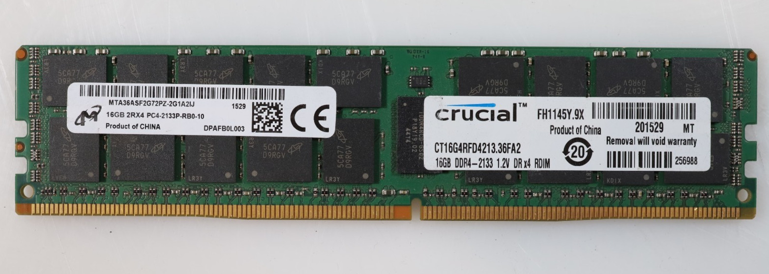 16GB Micron MTA36ASF2G72PZ-2G1A2IJ DDR4 PC4-2133P RDIMM Server Memory 16GB Micron MTA36ASF2G72PZ-2G1A2IJ DDR4 PC4-2133P RDIMM Server Memory