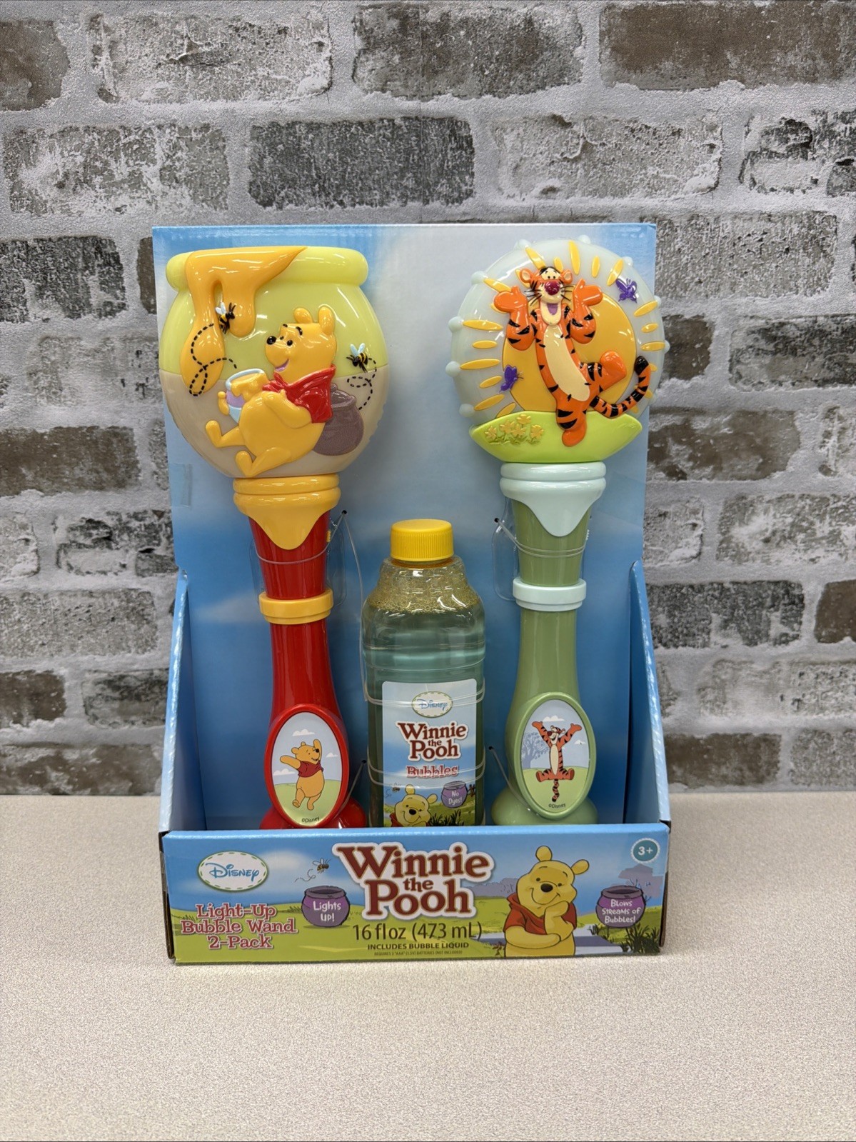 Little Kids Licensed Light-Up Bubble Wands 2-Pack – Pooh & Tigger, No-Spill, 3+