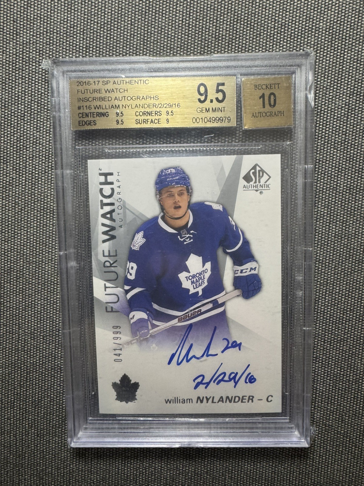 2016-17 WILLIAM NYLANDER FUTURE WATCH AUTO INSCRIBED - FIRST 50 ONLY - /999 2016-17 WILLIAM NYLANDER FUTURE WATCH AUTO INSCRIBED - FIRST 50 ONLY - /999