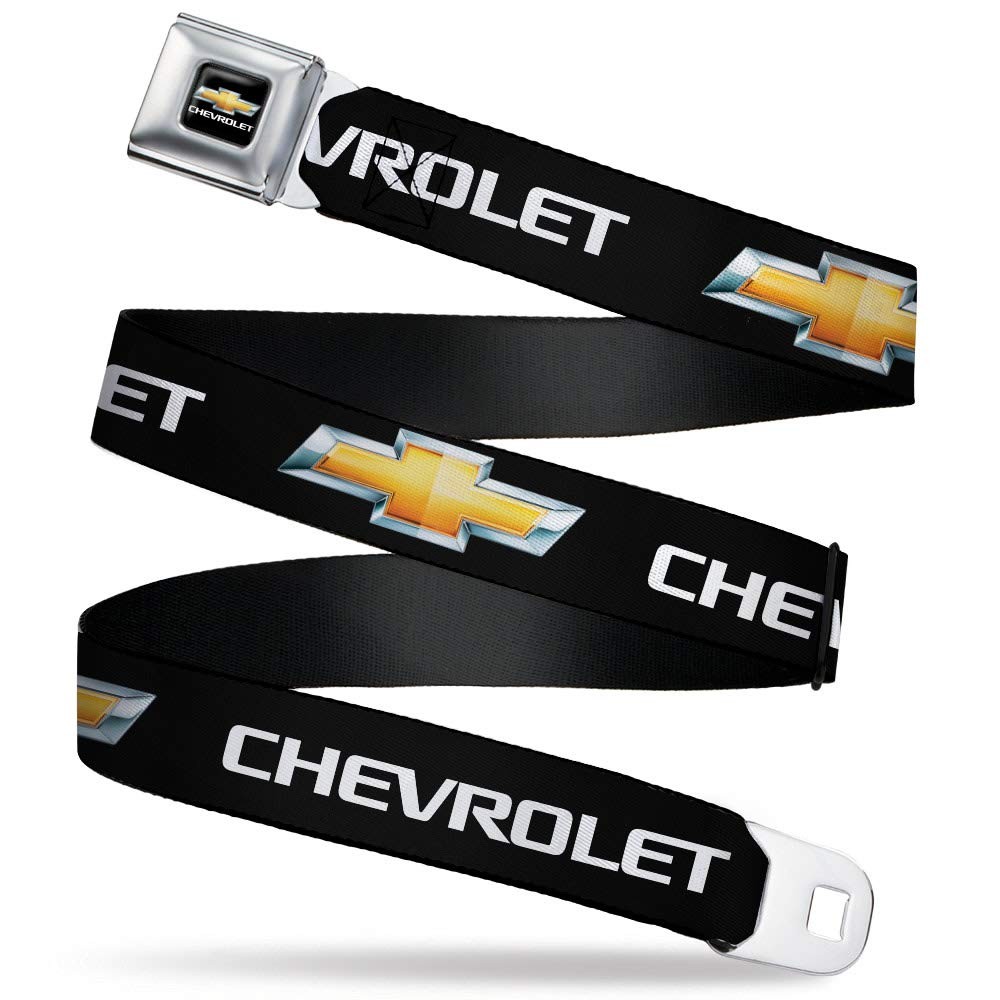 Buckle-Down Seatbelt Belt - Chevy Bowtie Black/Gold Logo REPEAT - 1.0\