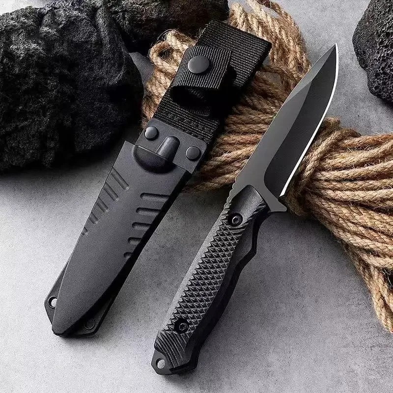 Black Tactical High Hardness Fixed Blade Knife Hunting Camping Knife with Sheath