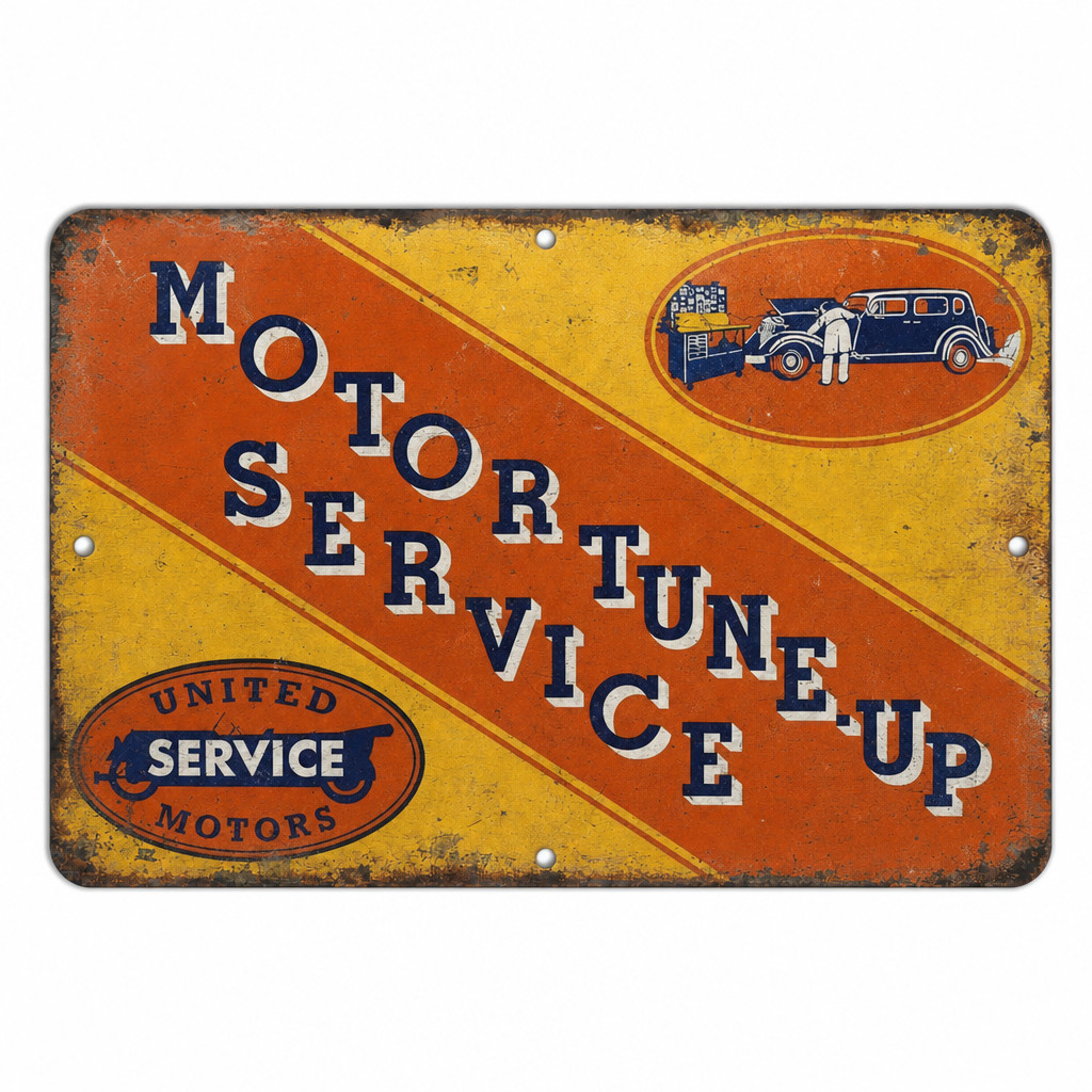 United Motors Service Sign Vintage Style Aluminum Tune Up Garage - 3 Sizes