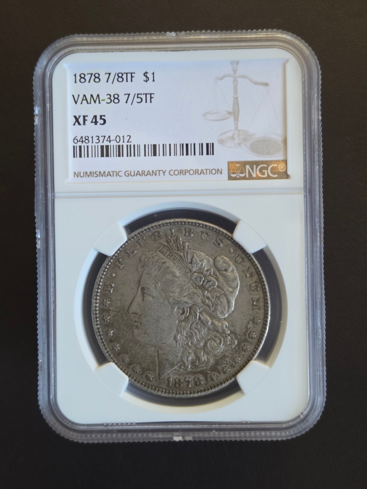 1878 P 7/8TF Morgan Silver Dollar VAM-38 7/5 TF XF45 NGC 1878 P 7/8TF Morgan Silver Dollar VAM-38 7/5 TF XF45 NGC