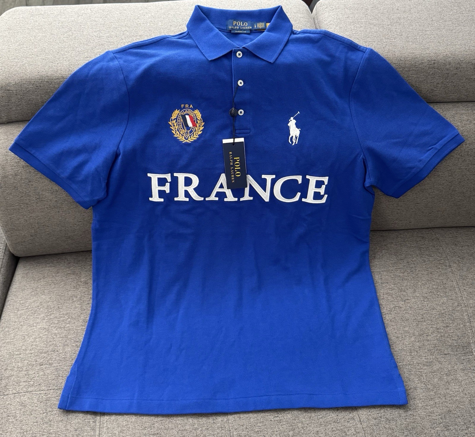 Men\'s Polo Ralph Lauren Blue Classic Fit France 26 World Cup Country Shirt New