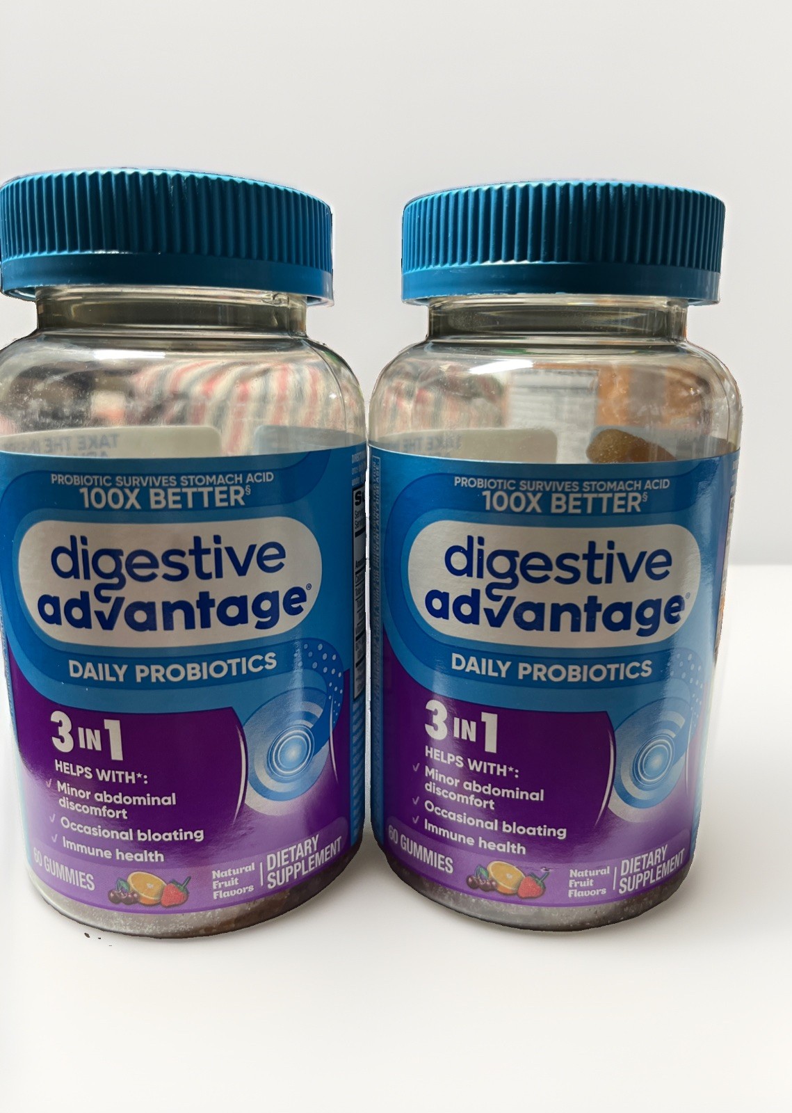 Digestive Advantage Daily Probiotics 3 in 1 60 Gummies Pack of 2 Exp 03/31/2028