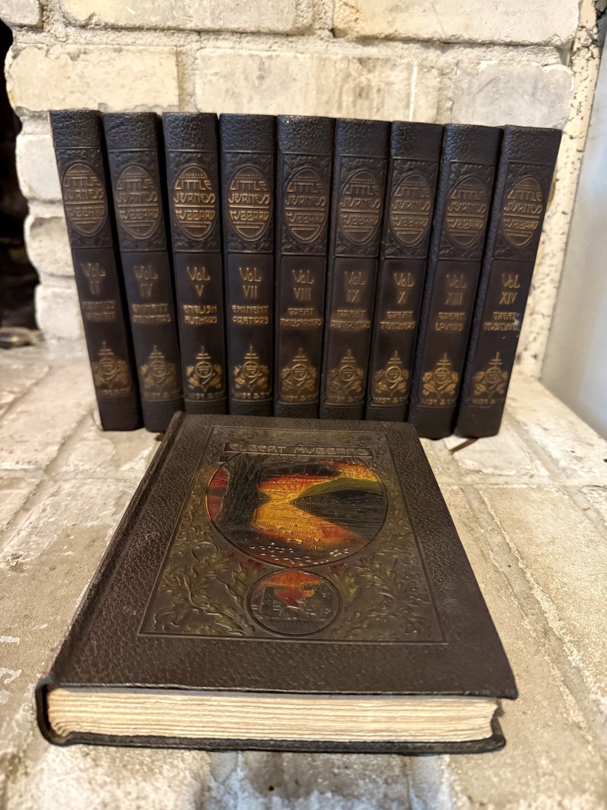 ELBERT HUBBARD LITTLE JOURNEYS WM. H. WISE & CO. 1928 (10 of 14) Vol. Leather