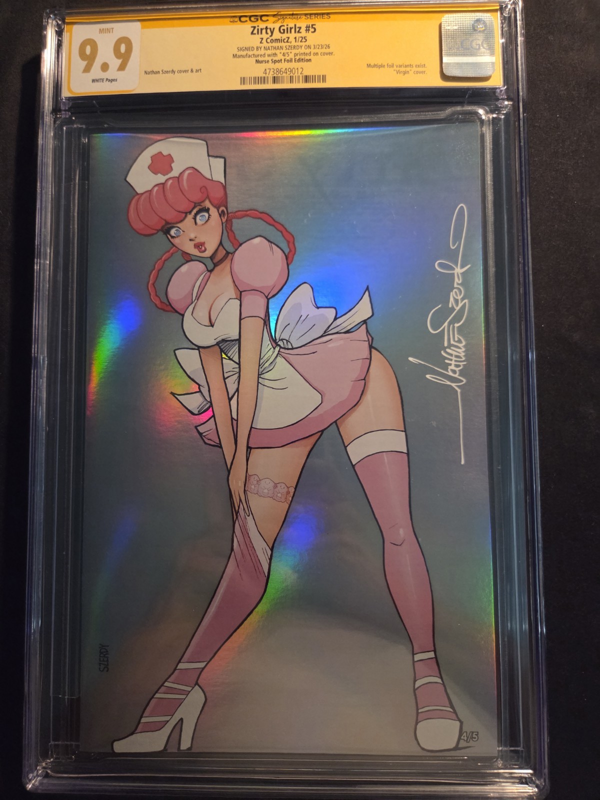 CGC 9.9 Zirty Girlz 5 Nurse Girl FOIL # 4/5 Signed Nathan Szerdy CGC 9.9 Zirty Girlz 5 Nurse Girl FOIL # 4/5 Signed Nathan Szerdy