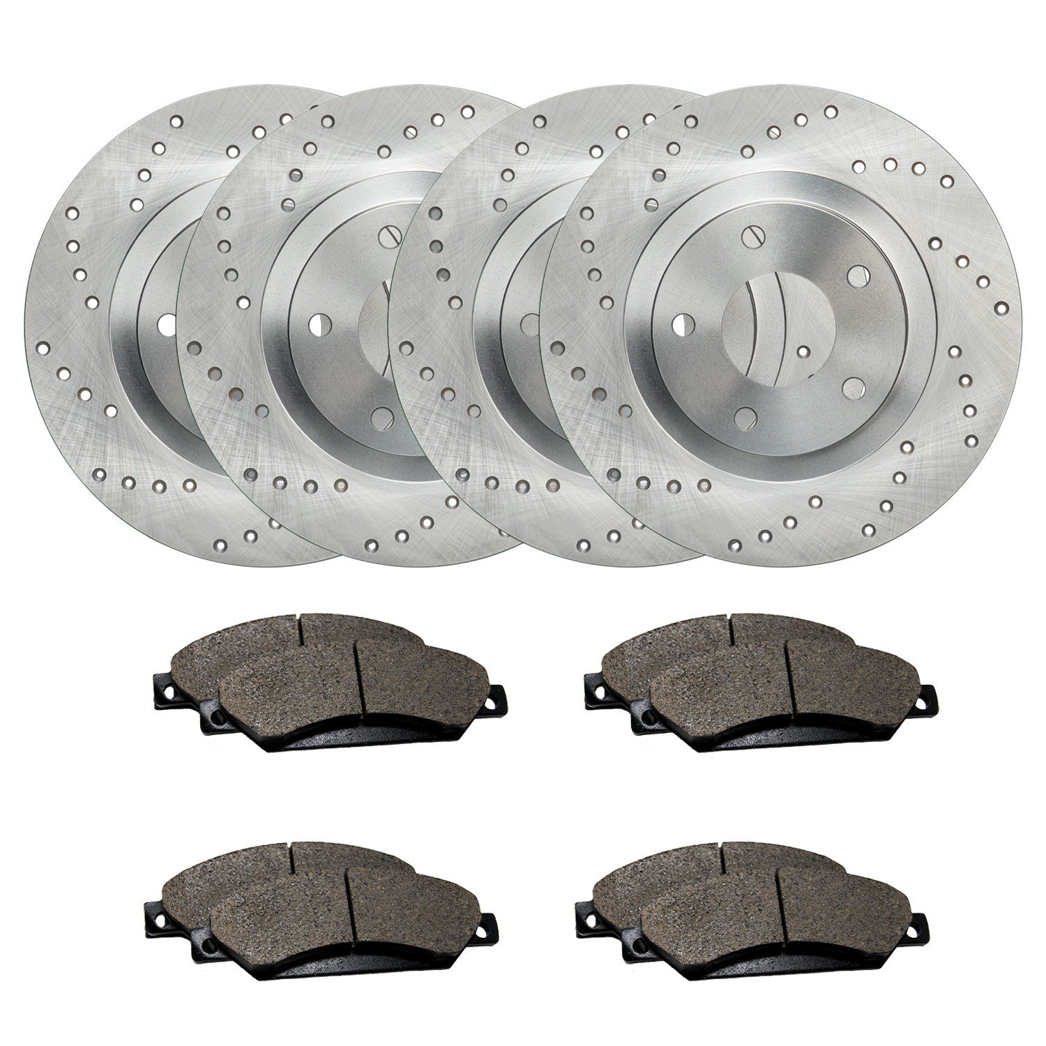Front & Rear Drilled Brake Rotors + Pads for 2019-2023 Ram 2500 3500 SRW Front & Rear Drilled Brake Rotors + Pads for 2019-2023 Ram 2500 3500 SRW