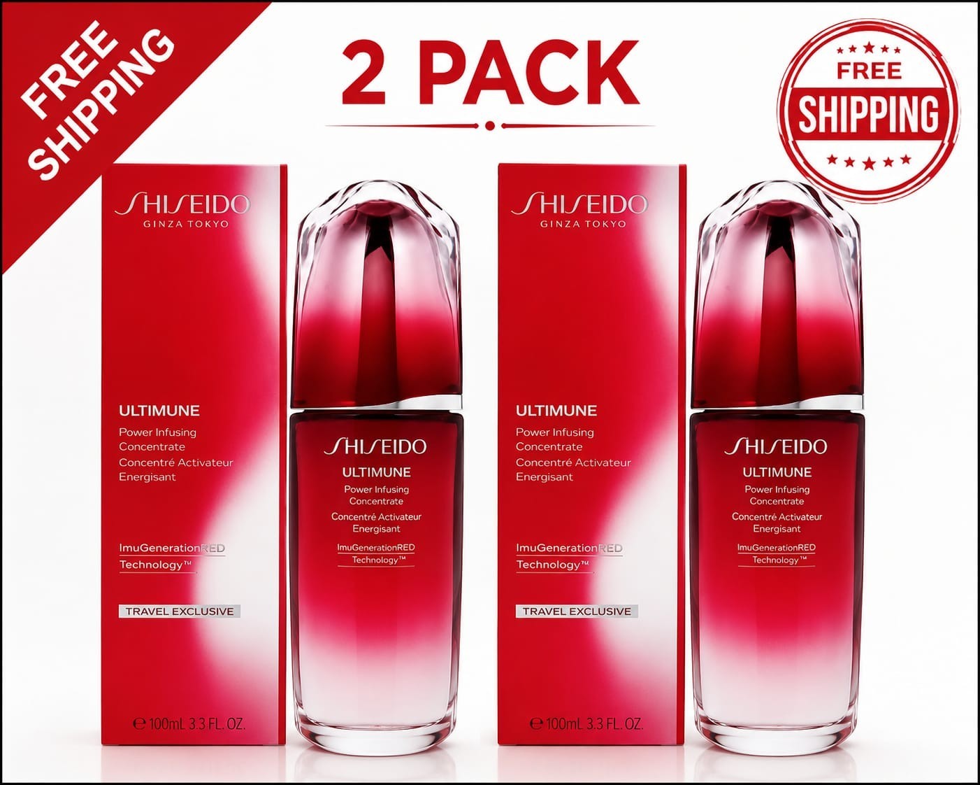 2 pack SHISEIDO Ultimune Power Infusing Concentrate 100ml/3.3oz 2 pack SHISEIDO Ultimune Power Infusing Concentrate 100ml/3.3oz