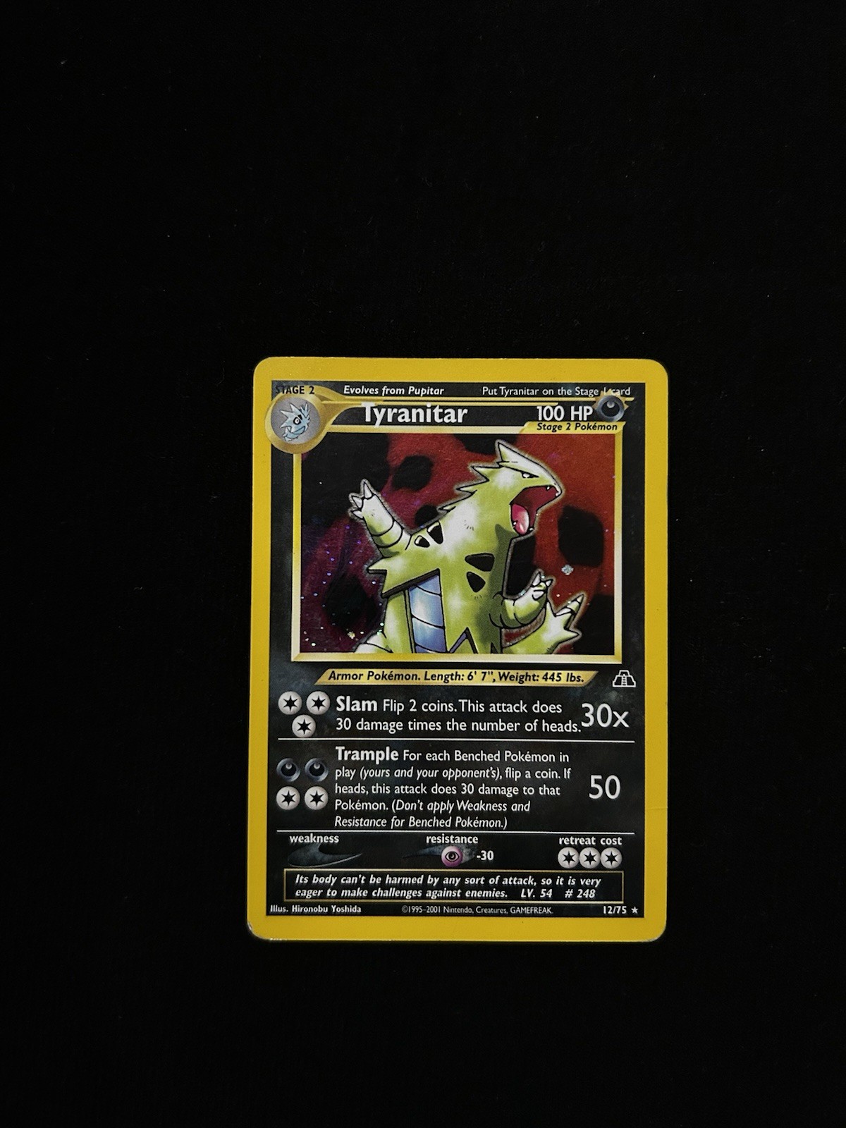 Tyranitar DMG Neo Discovery Holo Rare 12 Vintage Pokemon Card 12/75 WOTC 2001 Tyranitar DMG Neo Discovery Holo Rare 12 Vintage Pokemon Card 12/75 WOTC 2001