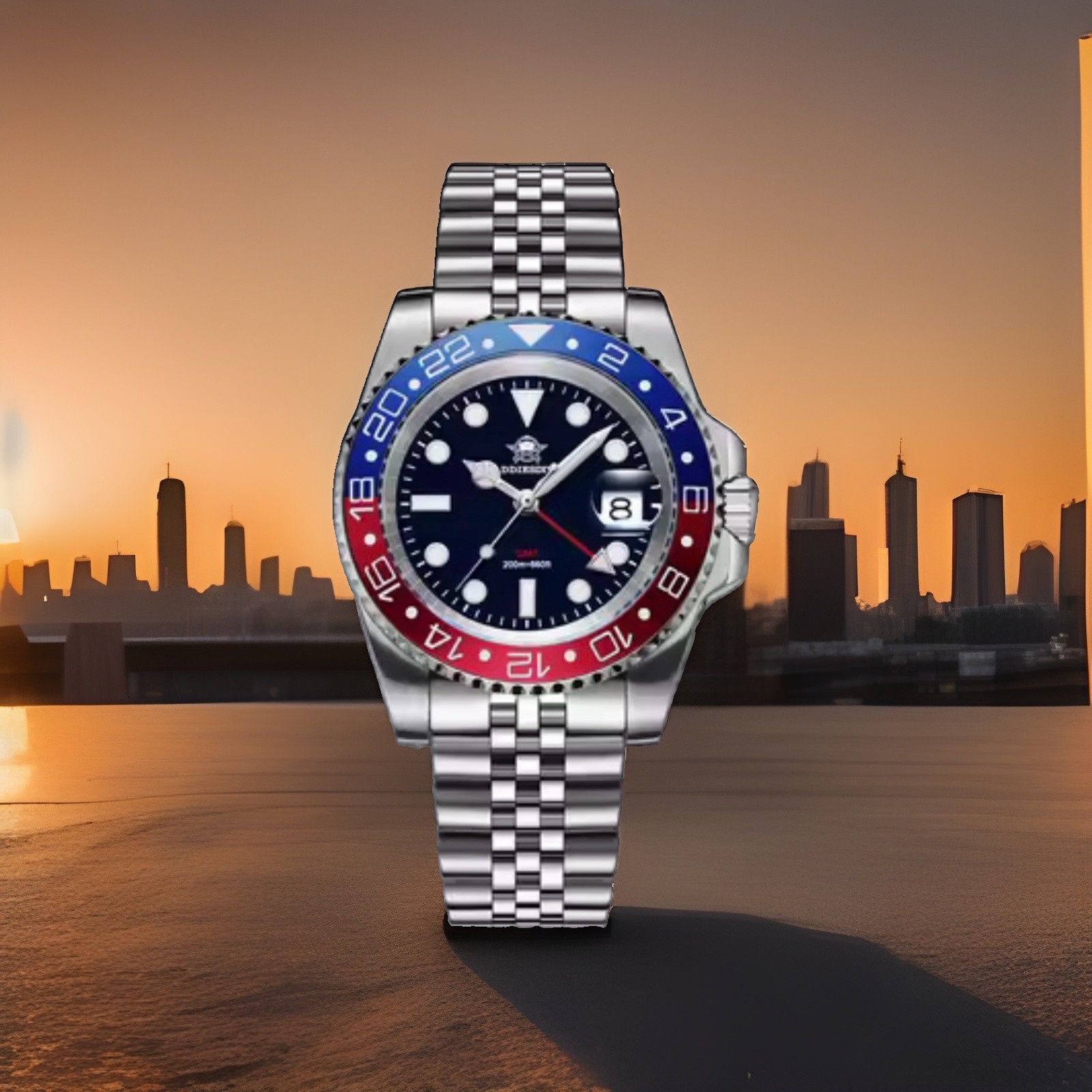 Addiesdive AD2050 GMT Watch-Black Dial PEPSI Bezel, Swiss Ronda Movement 