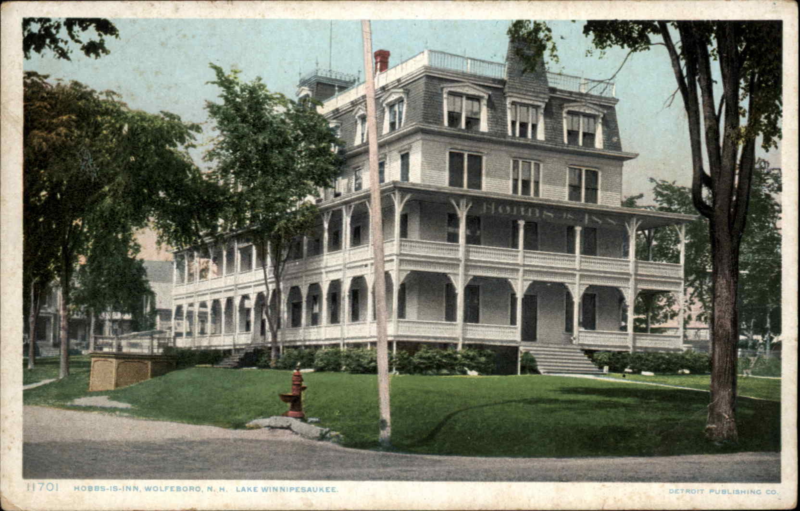 Wolfeboro New Hampshire NH Hobbs Is Inn Hotel c1900s-20s Postcard