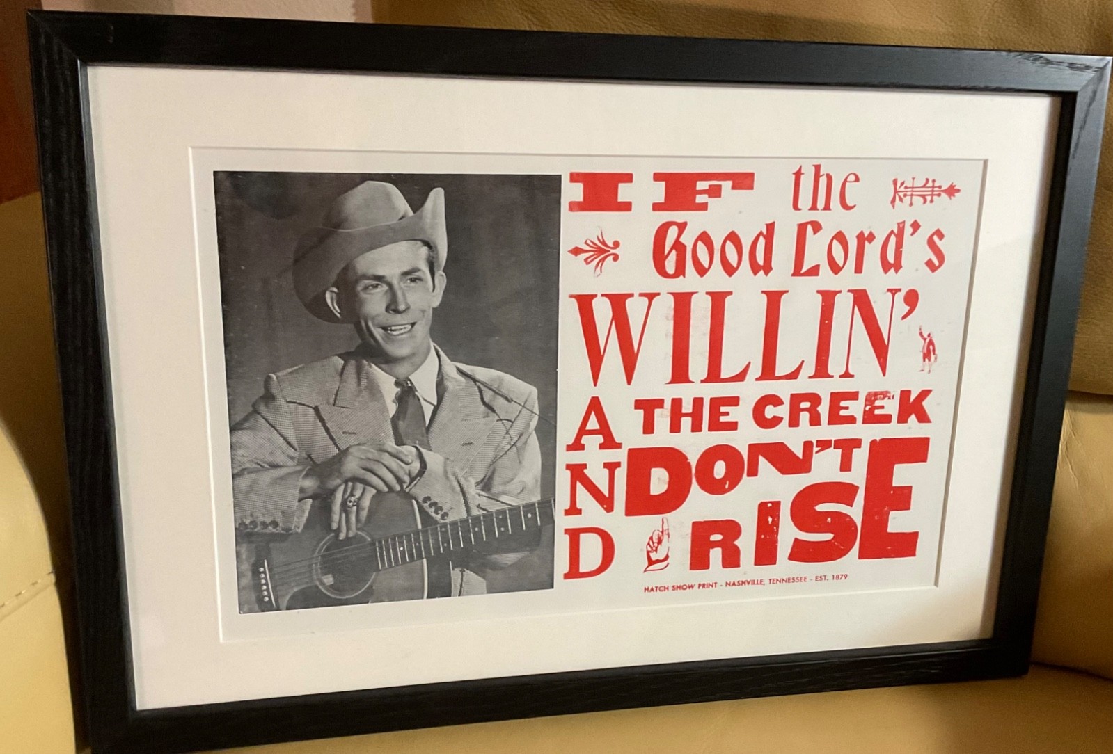Vintage Hank Williams Poster; Hatch Show Print Nashville 1999; Framed and Matted Vintage Hank Williams Poster; Hatch Show Print Nashville 1999; Framed and Matted