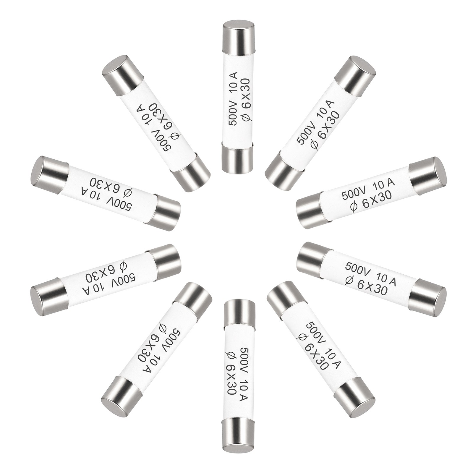 10 x Ceramic Cartridge Fuses 10A 500V 6x30mm Fast Blow 10 x Ceramic Cartridge Fuses 10A 500V 6x30mm Fast Blow