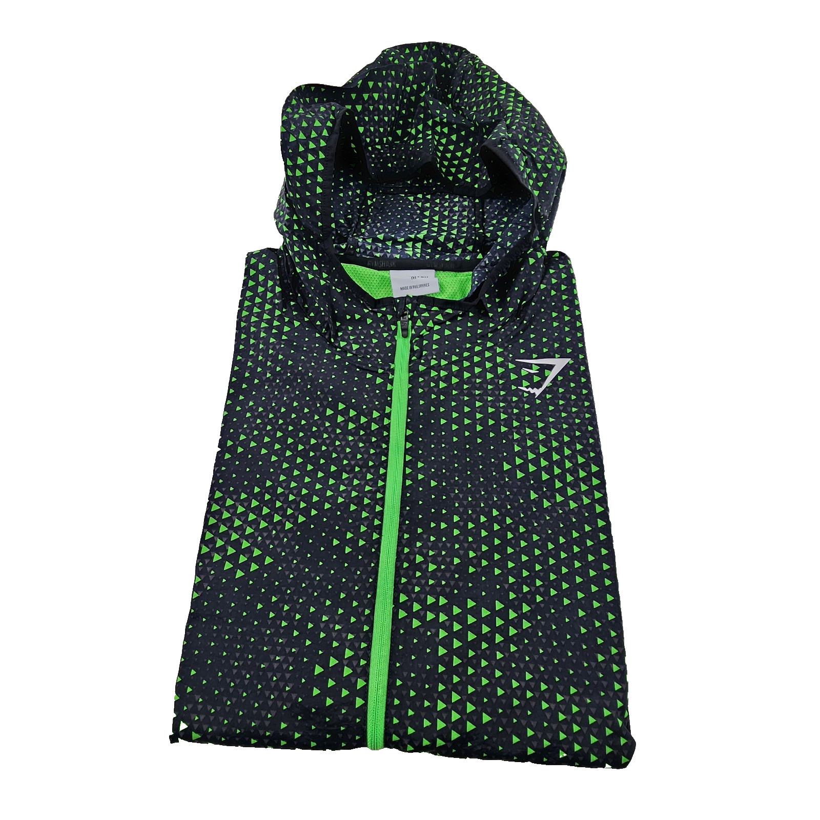 NEW Men’s Medium M - Gymshark Hooded Sport Windbreaker Fluo Lime - Reflective