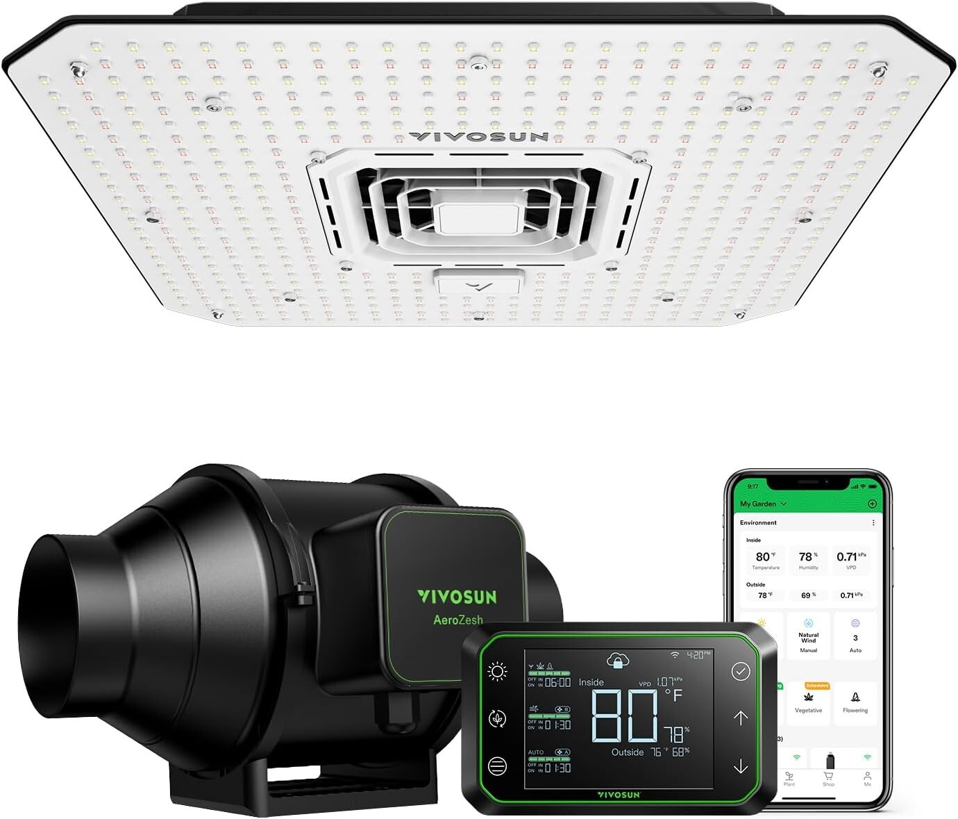 VIVOSUN Smart Grow System A100SE LED Grow Light + 4 VIVOSUN Smart Grow System A100SE LED Grow Light + 4