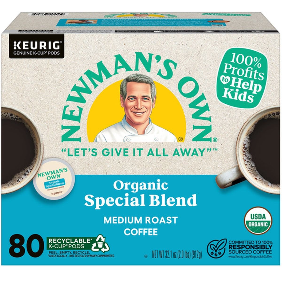 Newman's Own Organic Special Blend Coffee, Medium Roast, Keurig K-Cup Pods, 80 c Newman's Own Organic Special Blend Coffee, Medium Roast, Keurig K-Cup Pods, 80 c