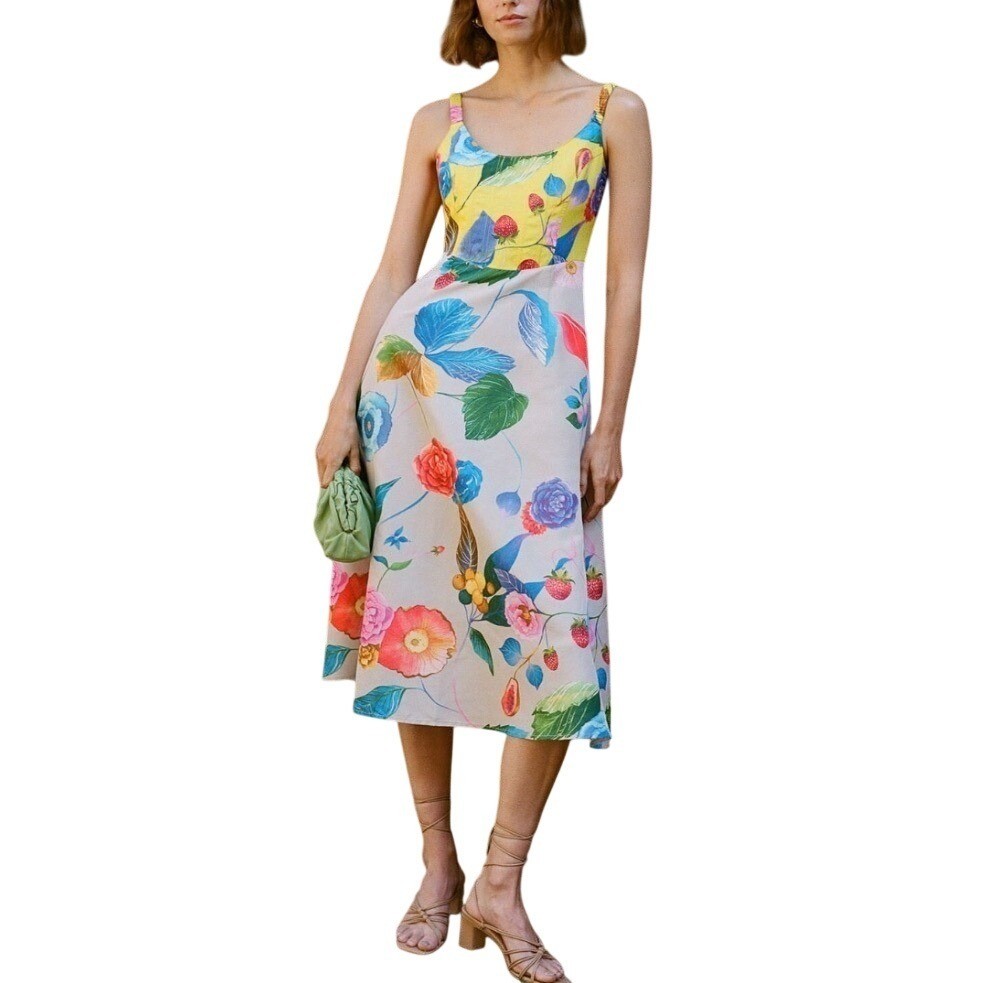 Tuckernuck Vivid Jardin Floral Dominique Midi Dress Size Small NEW