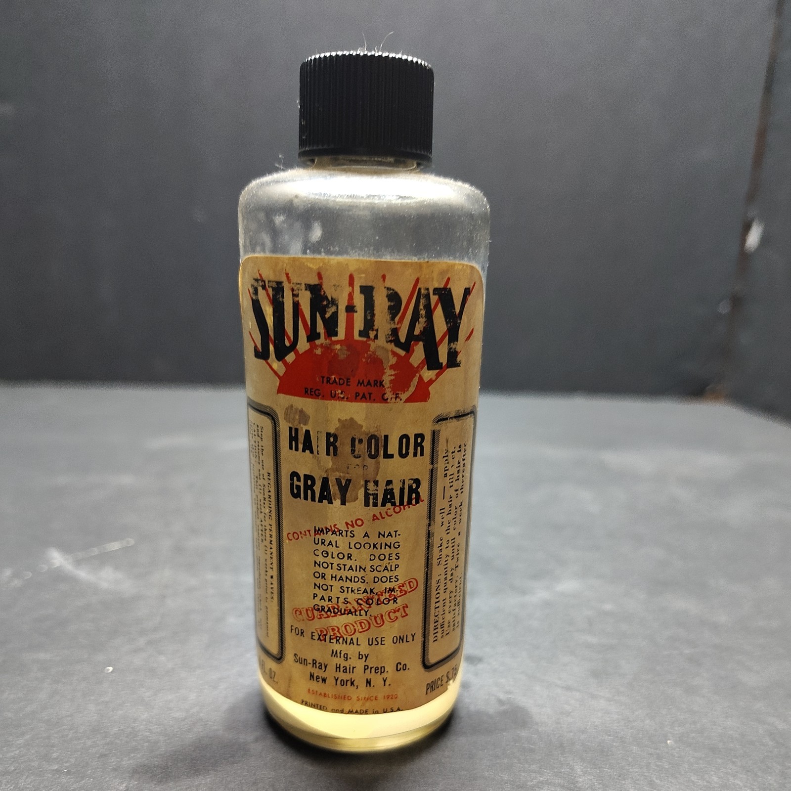 VTG Sun-Ray Hair Color Bottle & Lid 1940s-50s VTG Sun-Ray Hair Color Bottle & Lid 1940s-50s