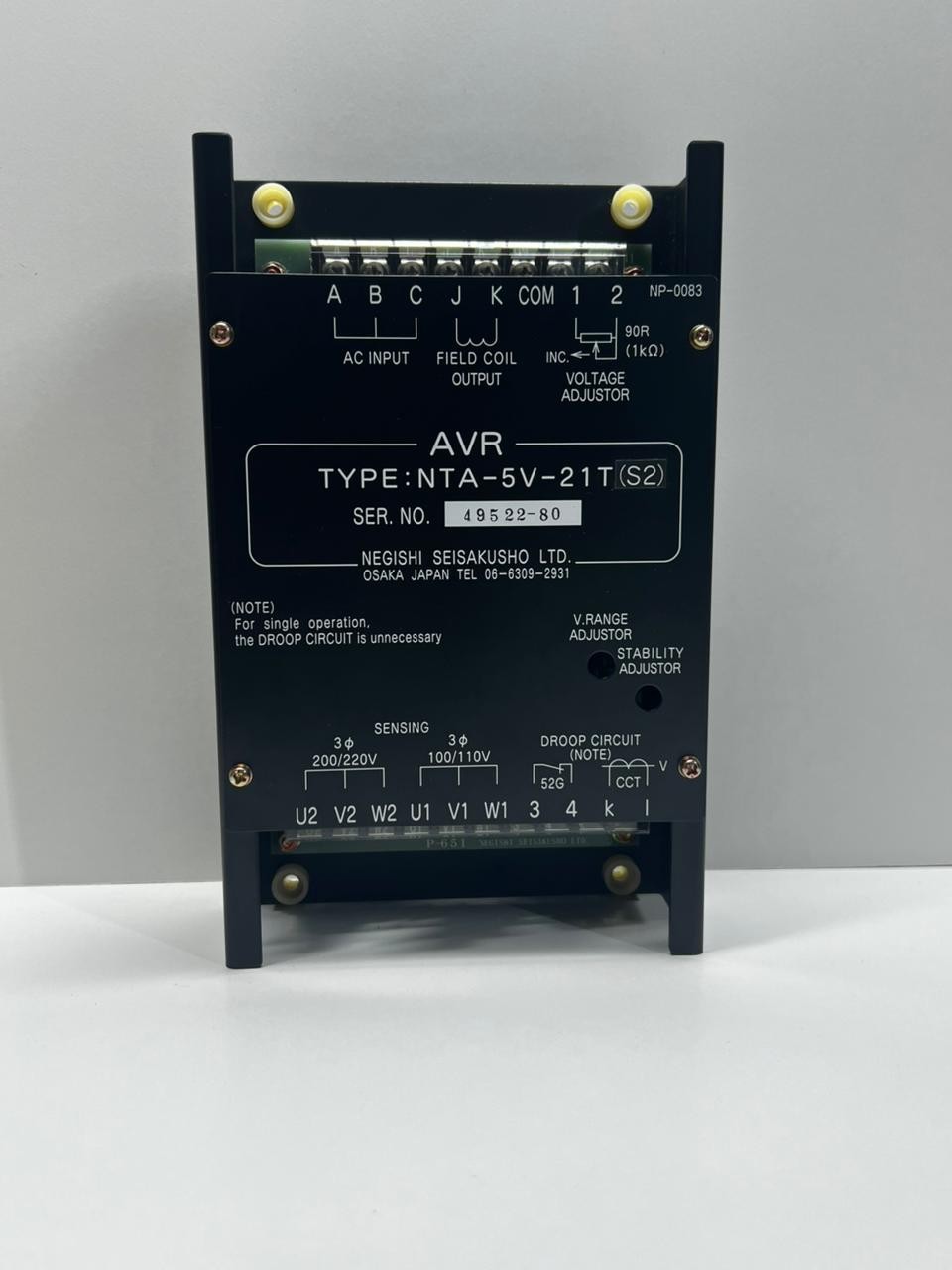Negishi Seisakusho NTA‑5V‑21T Automatic Voltage Regulator | New | Industrial AVR