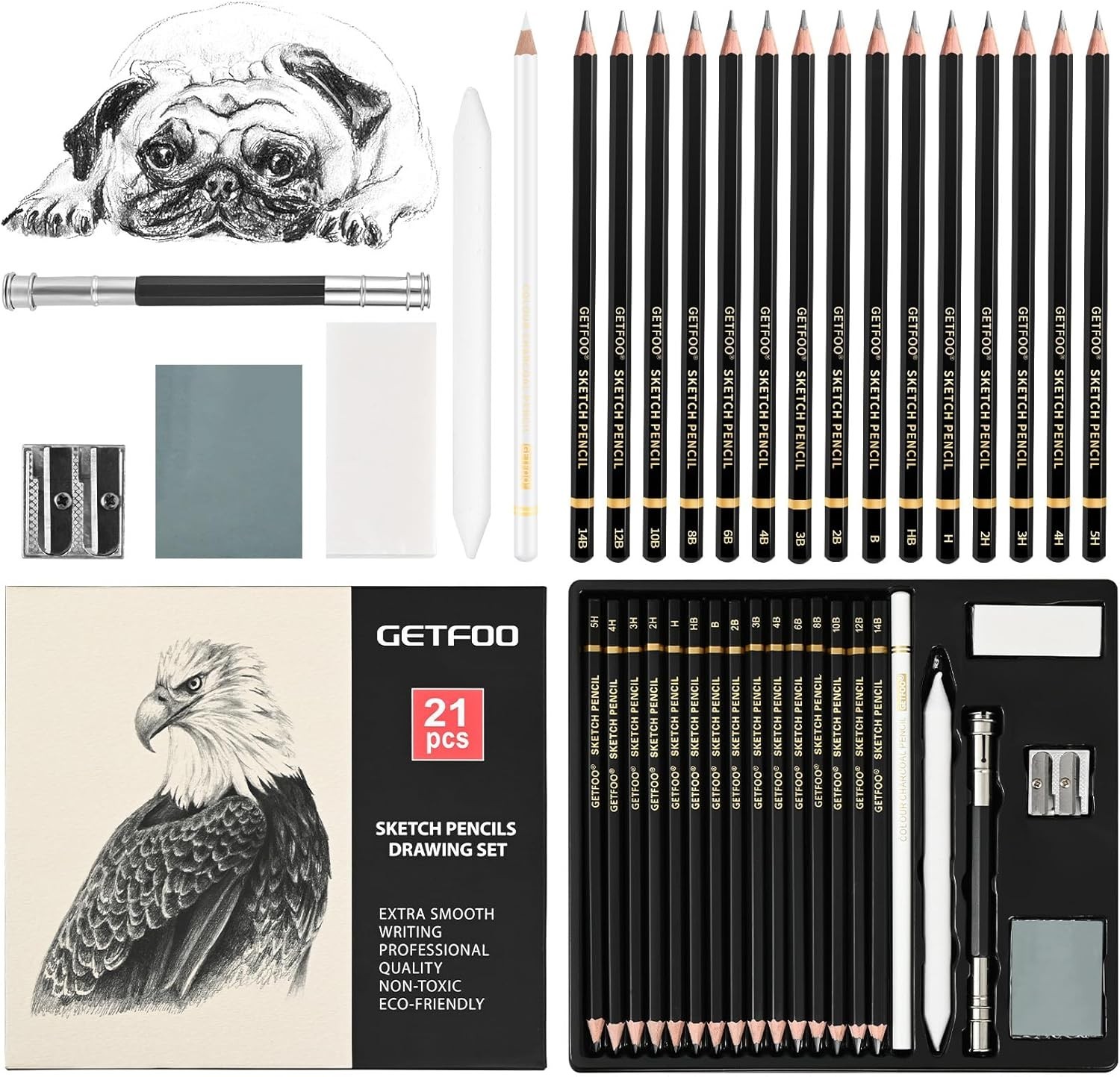 Drawing Sketching Pencil Set 21 Pack Art Pencil Kit with Graphite Pencils (14B-5 Drawing Sketching Pencil Set 21 Pack Art Pencil Kit with Graphite Pencils (14B-5