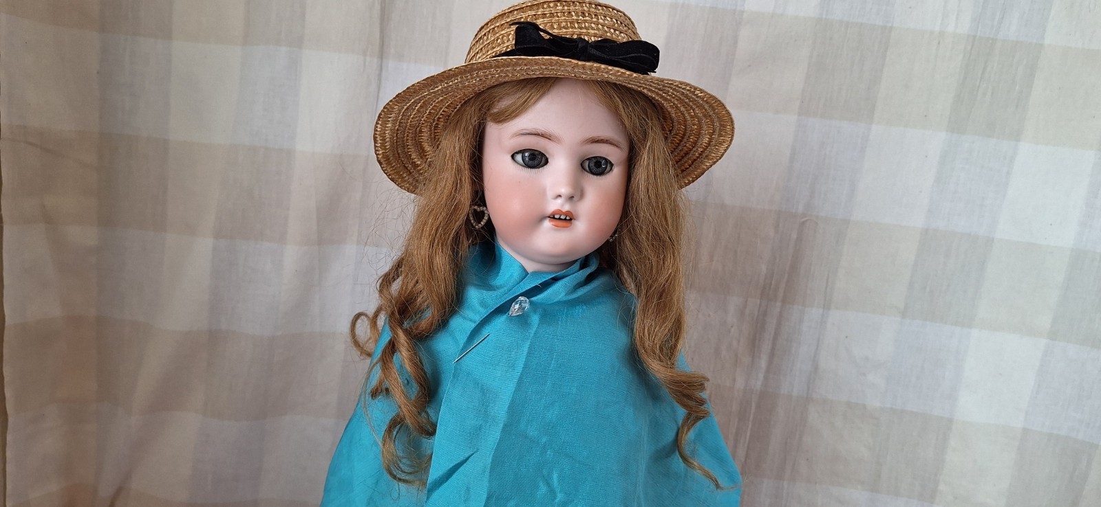 Antique German Human Hair Wig & Hat Wig Came on a 24\