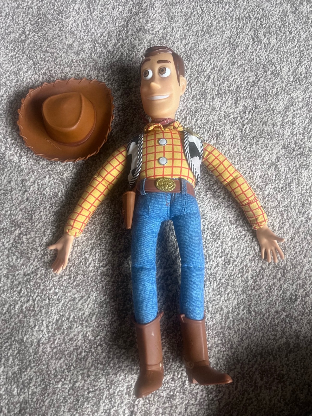 Vintage 1996 Thinkway Toy Story Woody Pull String Talking Doll Gold Spurs Hat