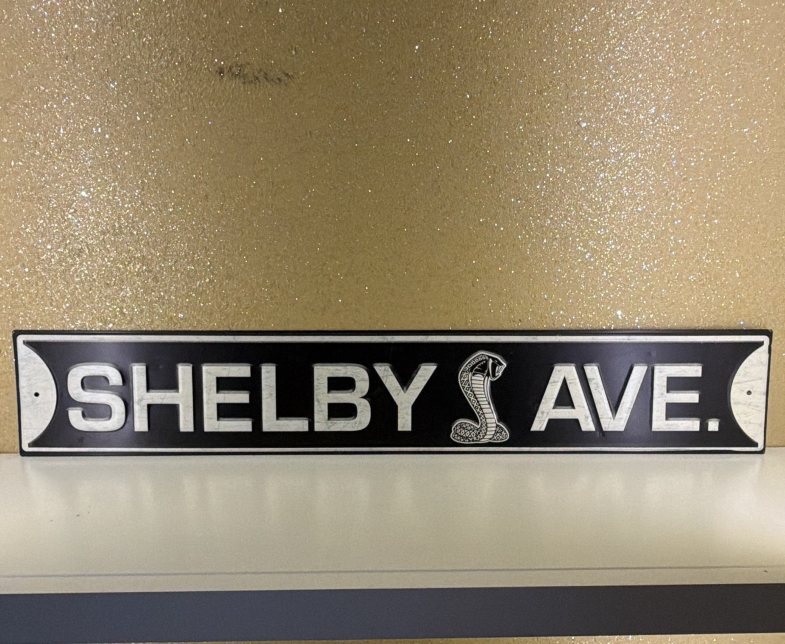 Shelby Ave Cobra Logo Street Sign Black/White Plastic Hanging Wall Sign 26.5x4.5 Shelby Ave Cobra Logo Street Sign Black/White Plastic Hanging Wall Sign 26.5x4.5