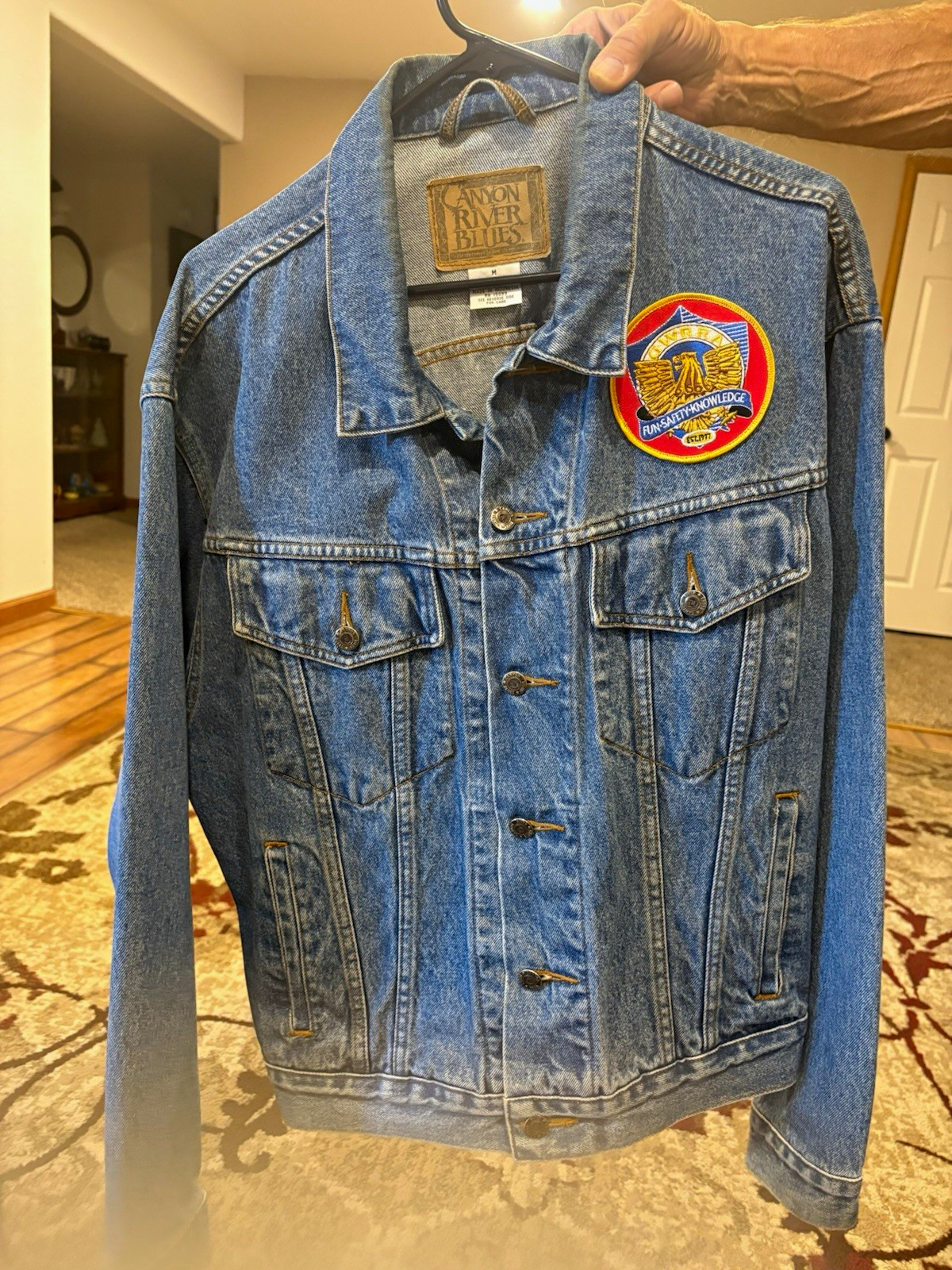 Canyon River Blues Denim Jacket M GWRRA Gold Wing Motorcycle Patch Biker Canyon River Blues Denim Jacket M GWRRA Gold Wing Motorcycle Patch Biker