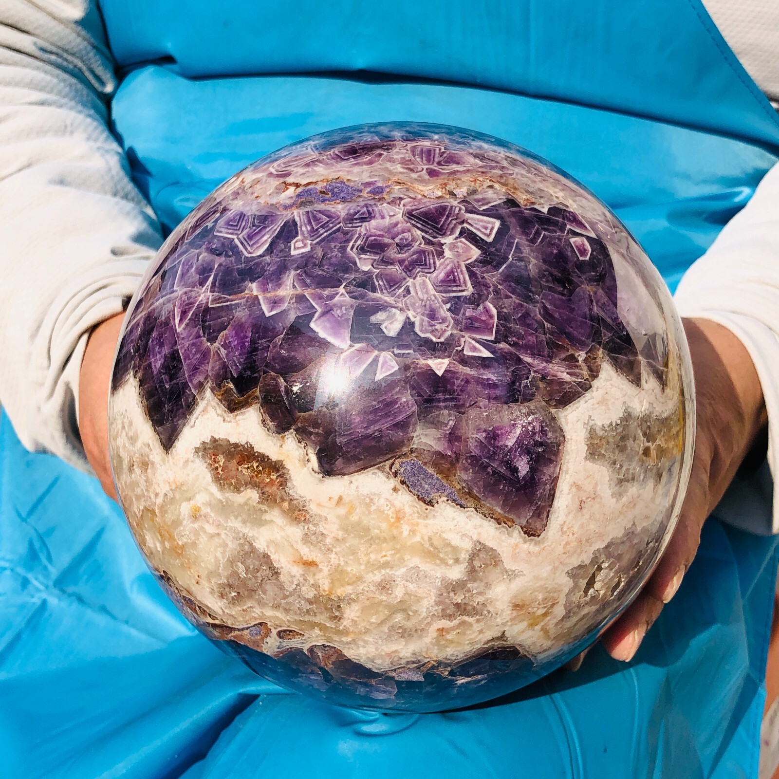 14.08LB Large Natural Dream Amethyst Sphere Quartz Crystal Ball Specimen Healing 14.08LB Large Natural Dream Amethyst Sphere Quartz Crystal Ball Specimen Healing